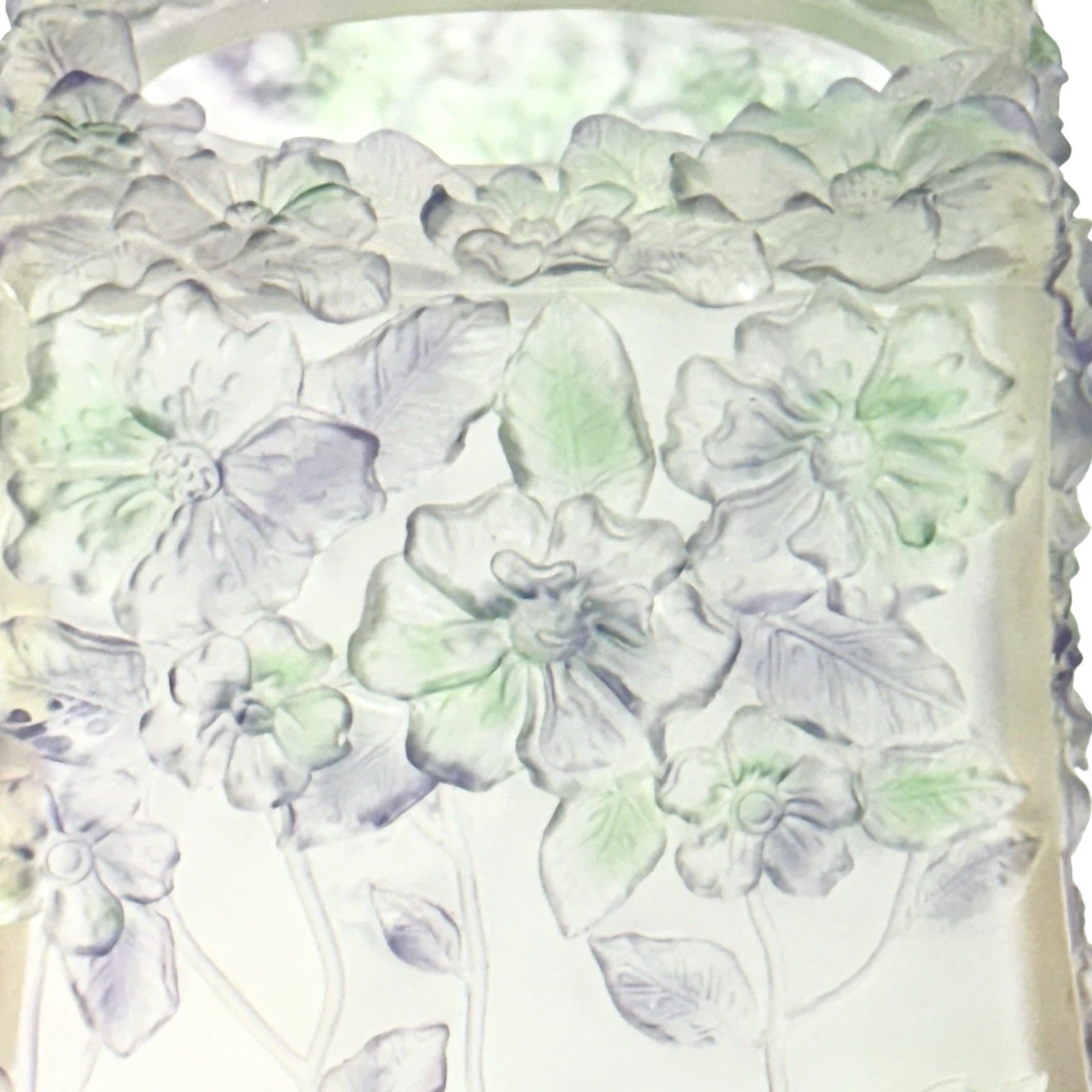 Tissue Box Cover Square Acrylic Raised Purple Green Flowers 6.25" Thick Plastic | eBay