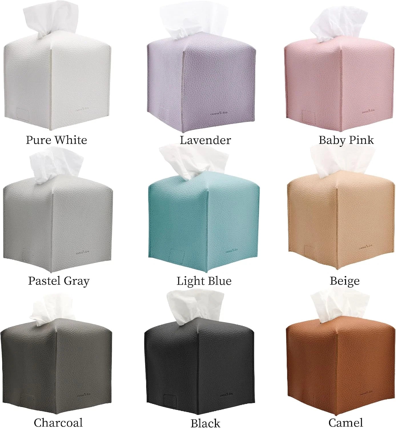 Tissue Box Cover Holder, Square with Bottom Belt by Carrot'S Den - PU Leather | eBay