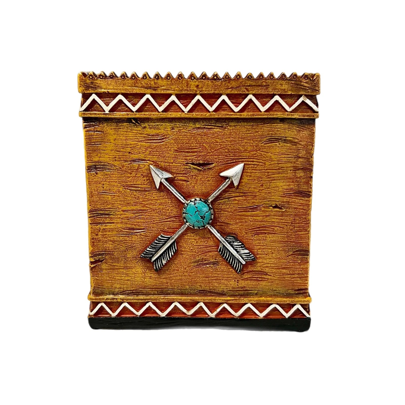 Southwest Style Square Tissue Box Cover Wood Look Crossed Arrows Turquoise | eBay