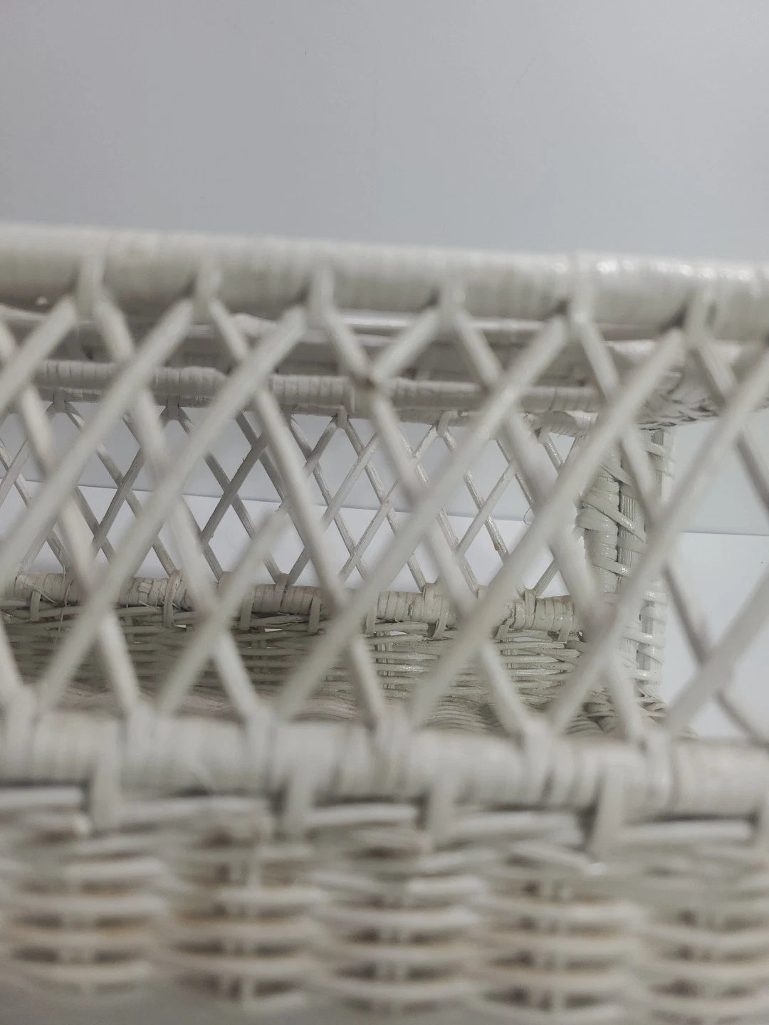 Vintage White Wicker Rattan Tissue Box Holder Cover Shabby Chic Cottage 10x5.5 | eBay