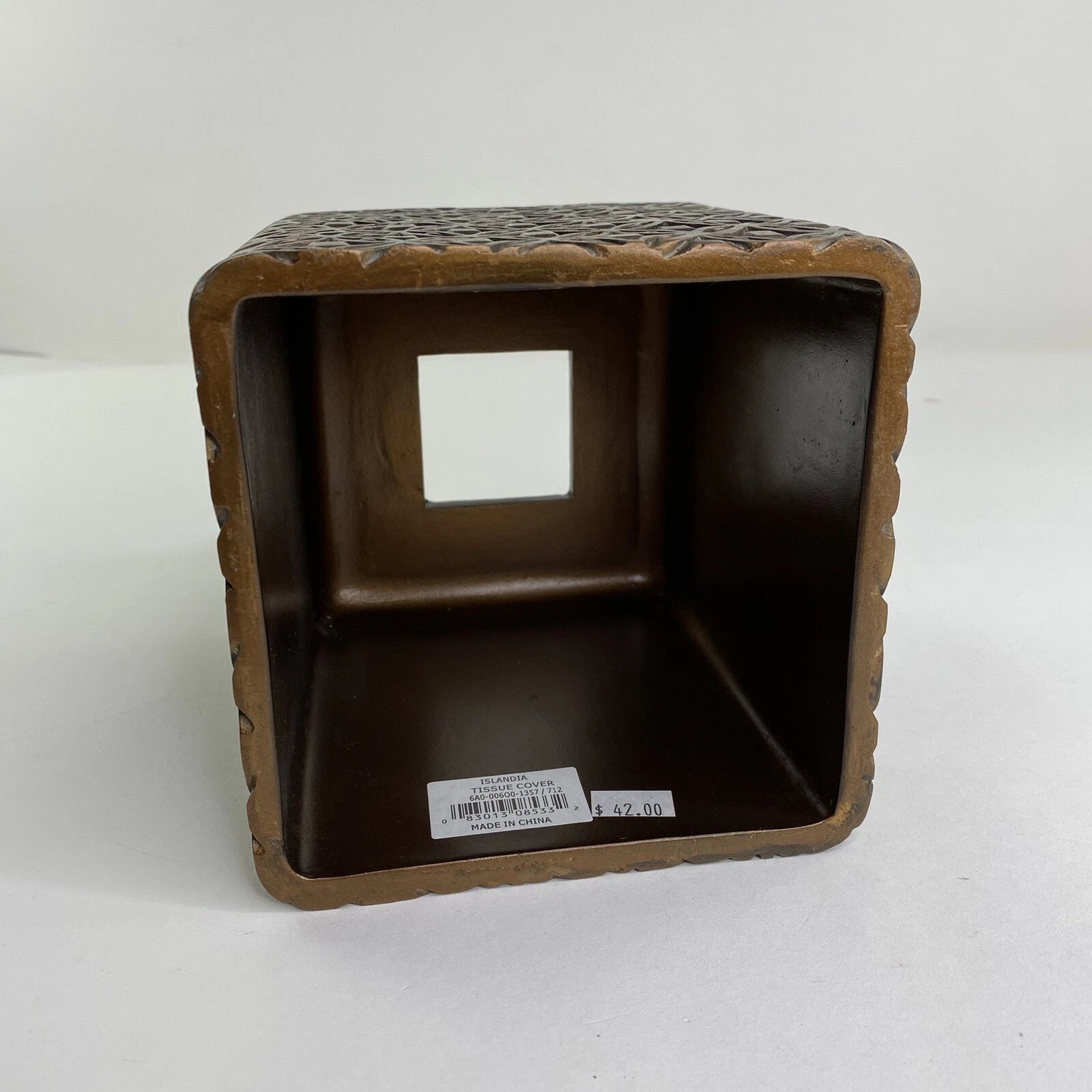 Islandia Tissue Box Cover Square Antique Bronze Geometric Design Heavy! | eBay