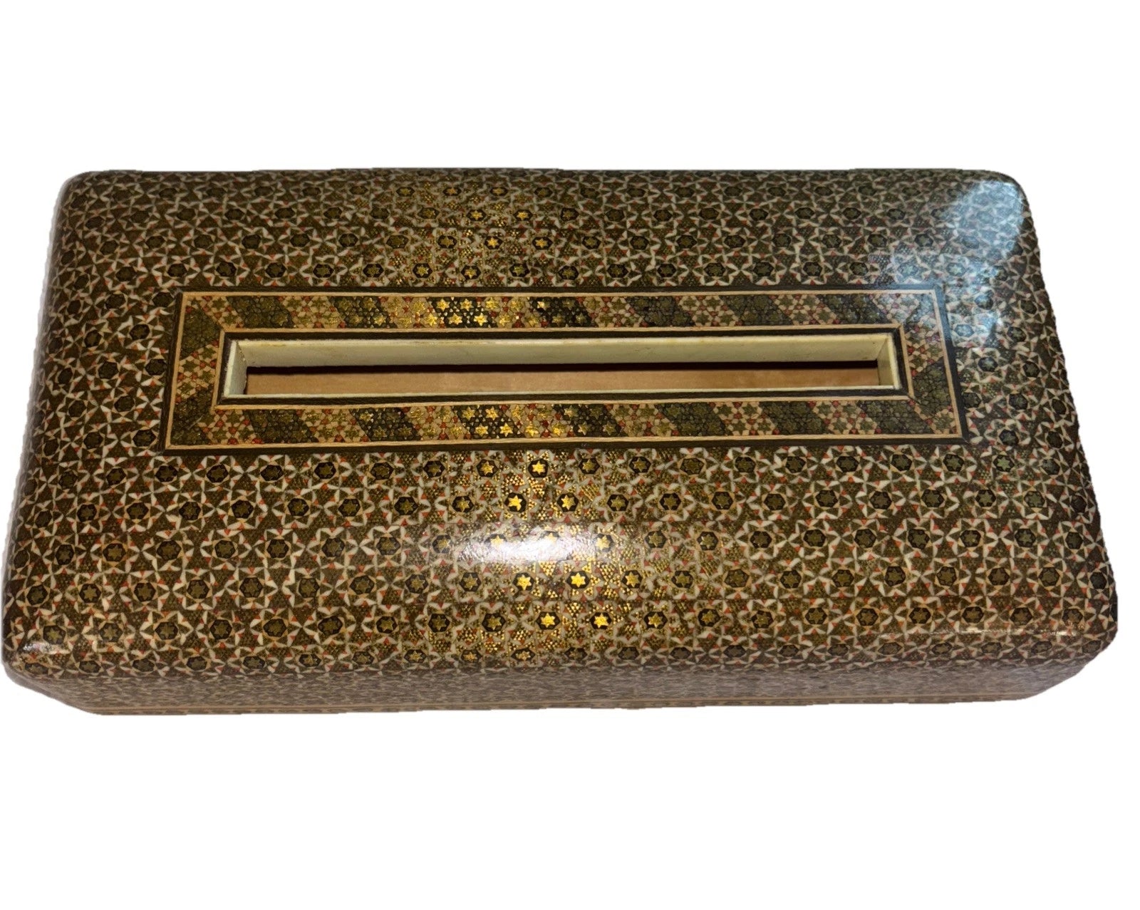 Vintage Persian Inlaid Marquetry Wood Tissue Box Holder W/ Slide-Out Bottom | eBay