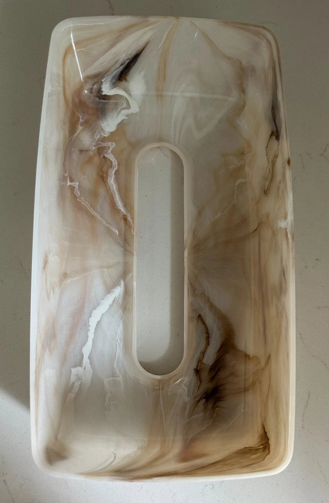 Faux Marble Vintage Acrylic Lucite Plastic Tissue Box Cover Cream Tan | eBay