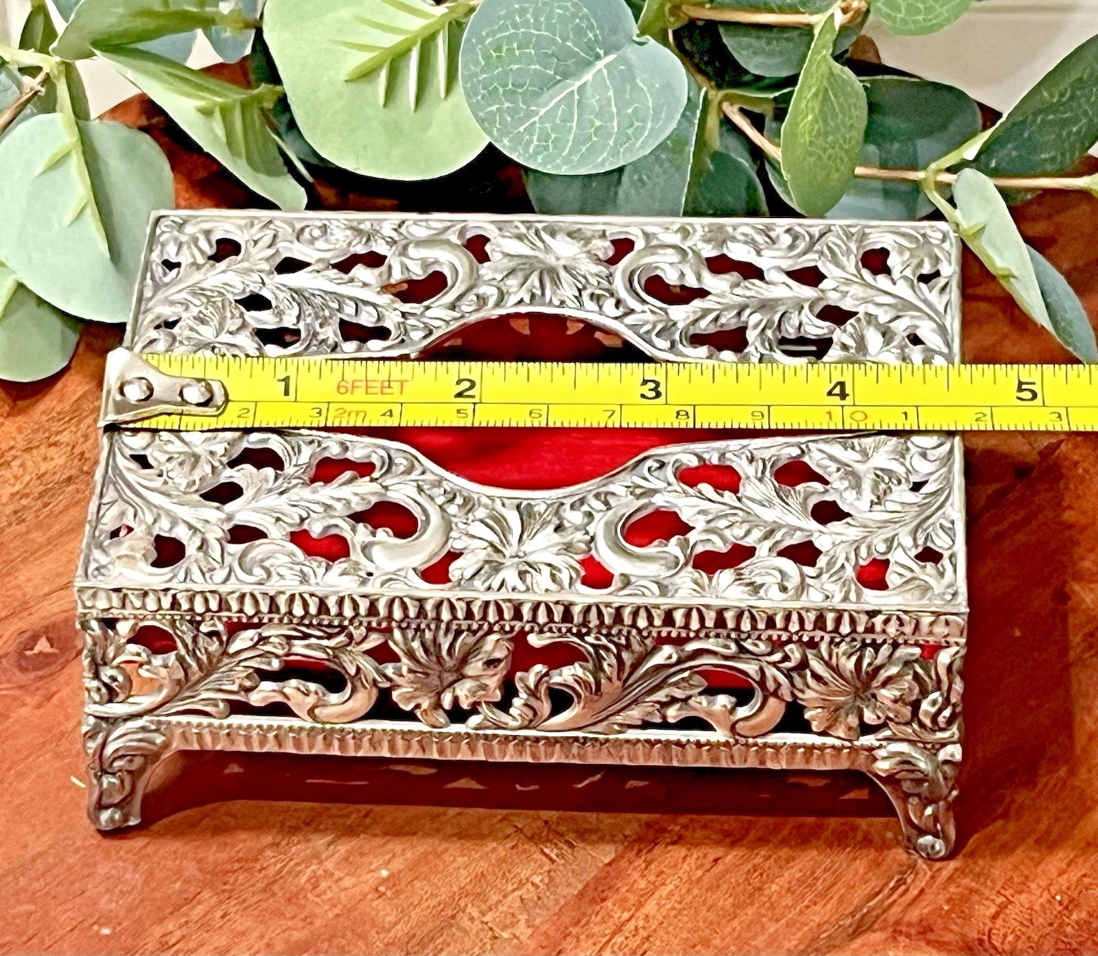 VTG Small Footed Pocket Tissue Holder Box Ornate Silver Tone Hollywood Regency | eBay