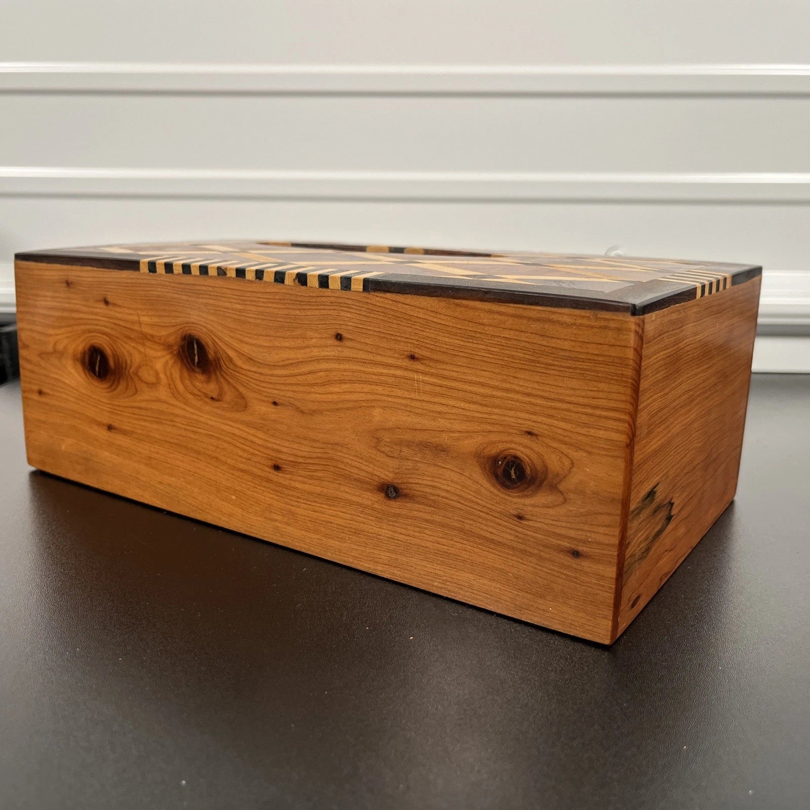EBONY AND LEMON WOOD LATTICE TISSUE BOX COVER | eBay