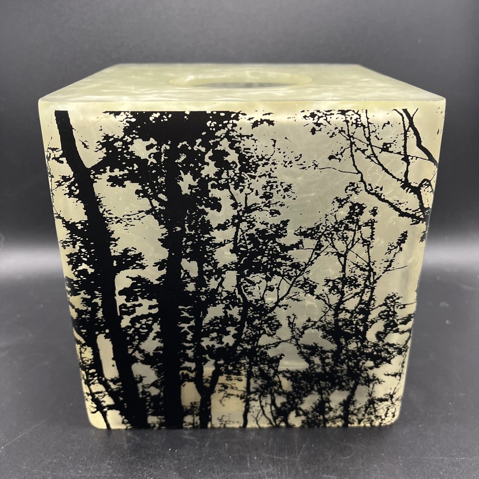 Sylvan Tissue Holder Acrylic With Nature Black Tree Design Marbleized Resin A1 | eBay