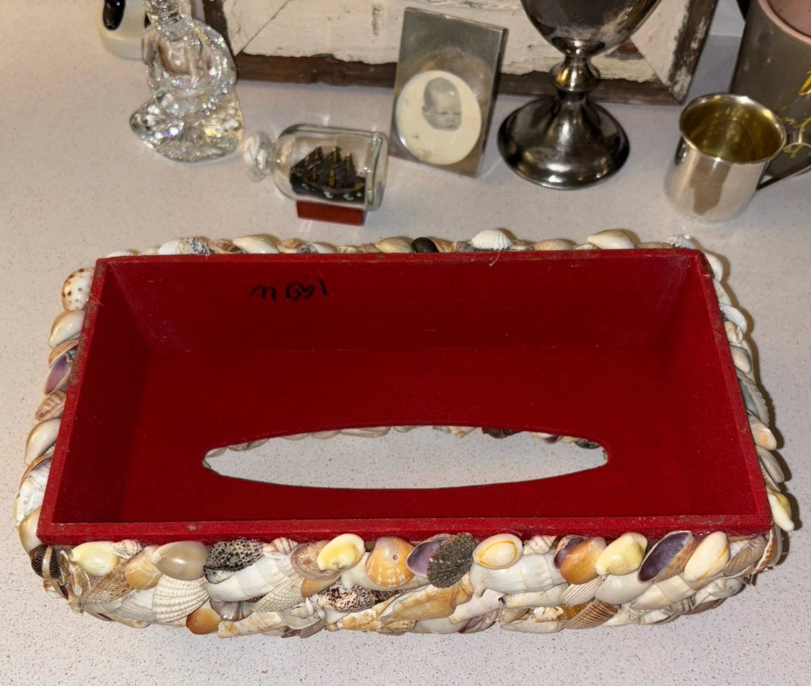 Vintage Seashell Tissue Box Cover Palm Beach Regency | eBay