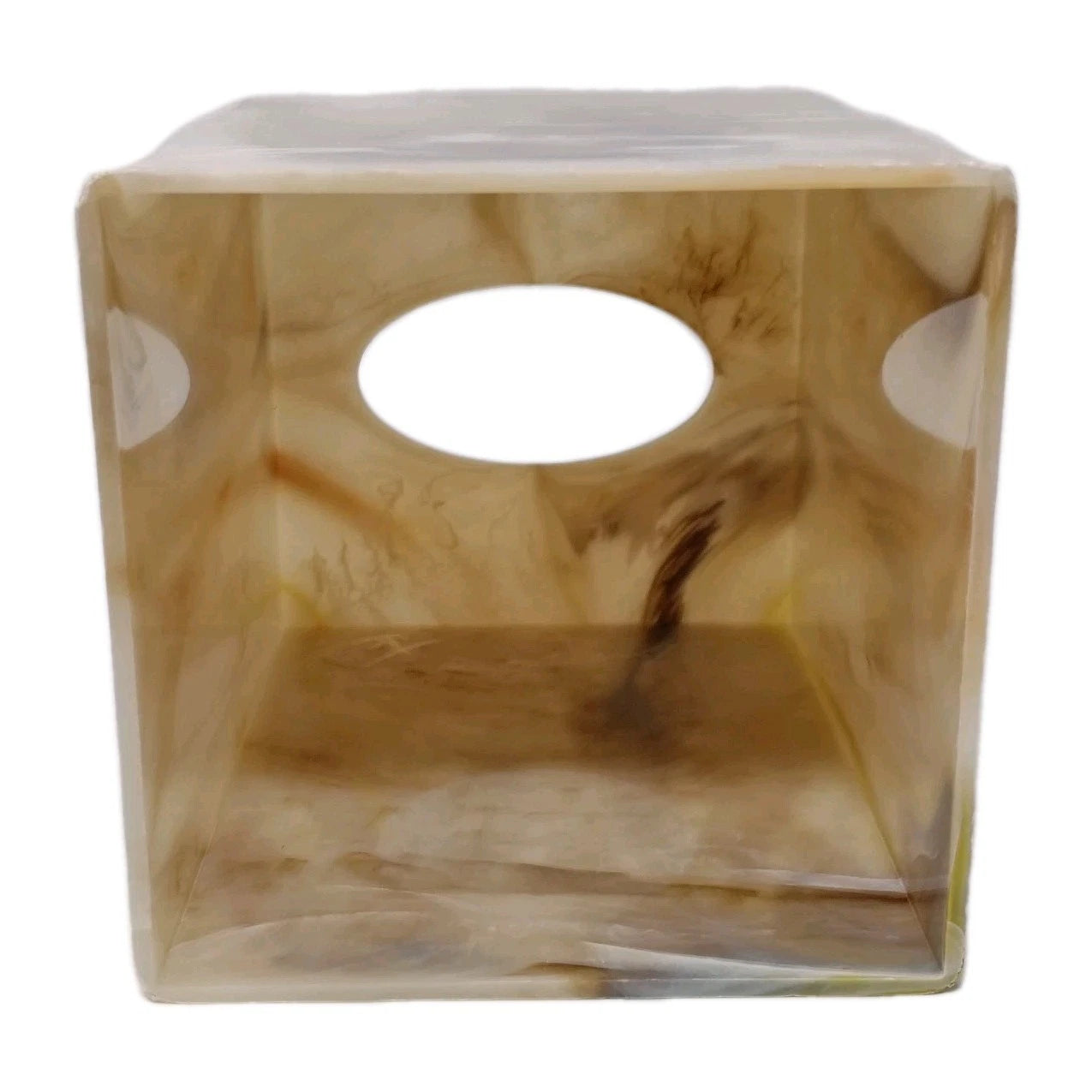 Vintage Faux Marble Tissue Box Cover Holder Square Acrylic Plastic Neutral Tan | eBay