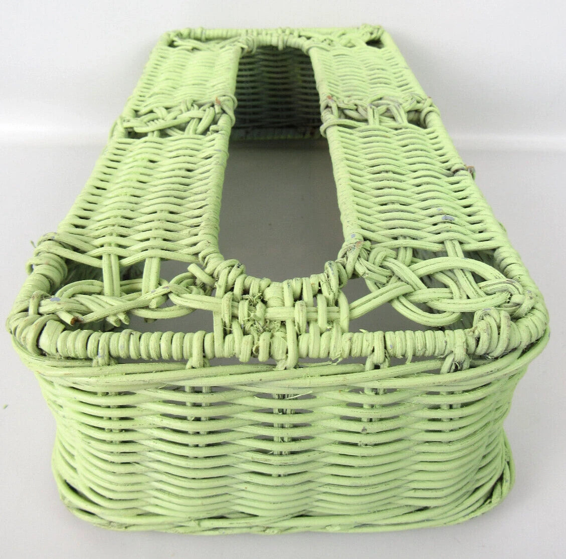 VINTAGE 70's Green Wicker Rectangular Tissue Box Cover Holder | eBay