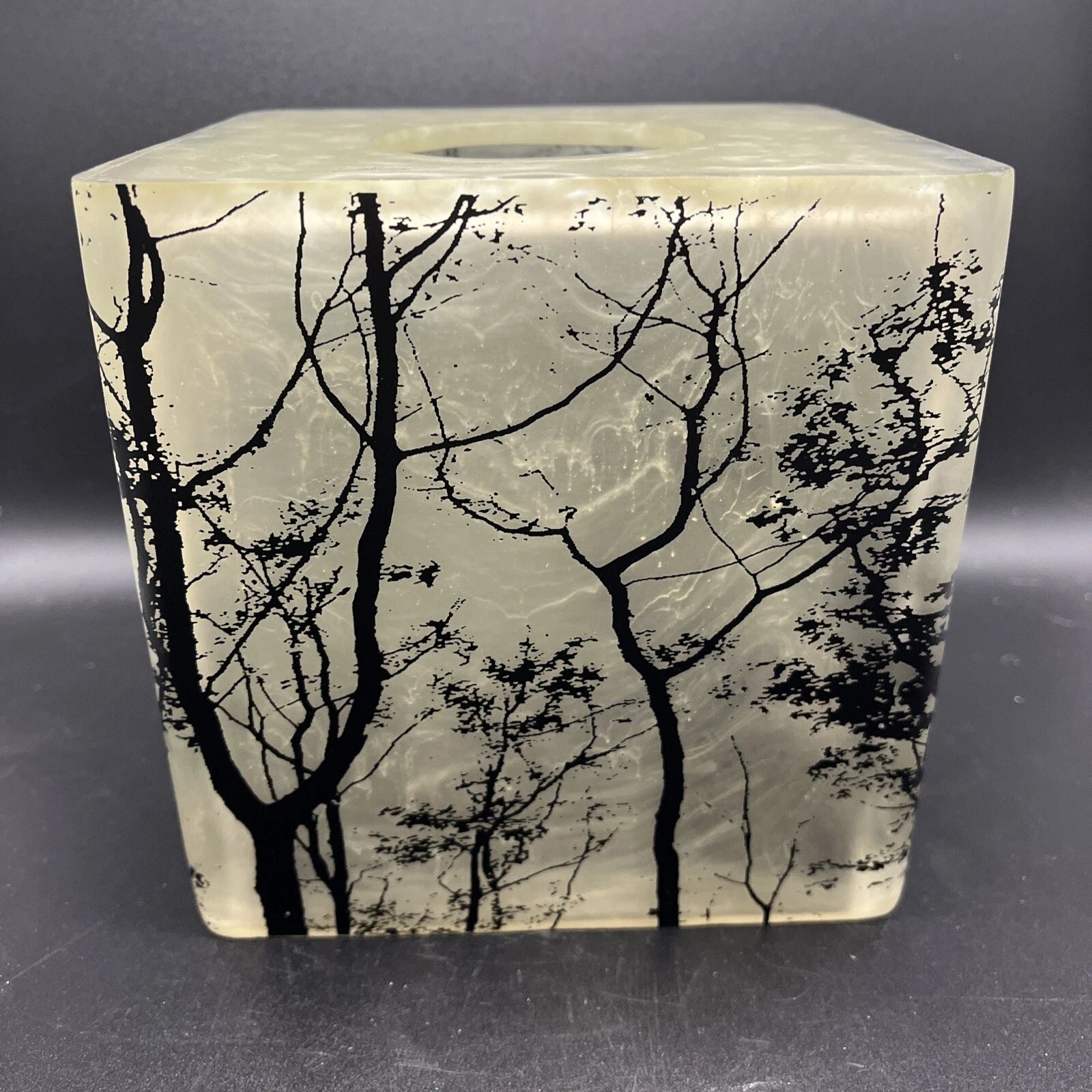 Sylvan Tissue Holder Acrylic With Nature Black Tree Design Marbleized Resin A1 | eBay
