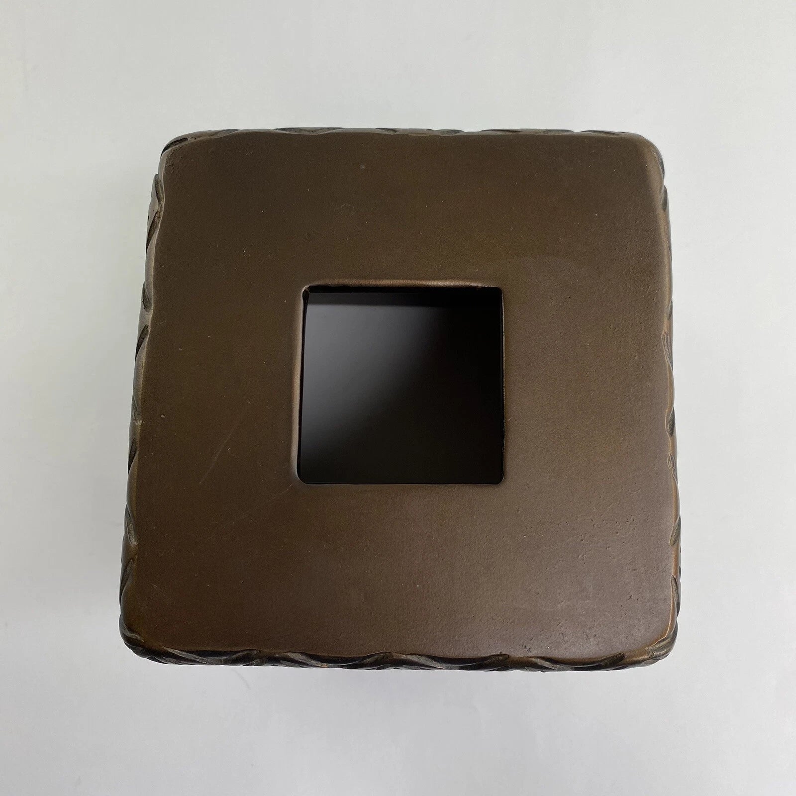 Islandia Tissue Box Cover Square Antique Bronze Geometric Design Heavy! | eBay