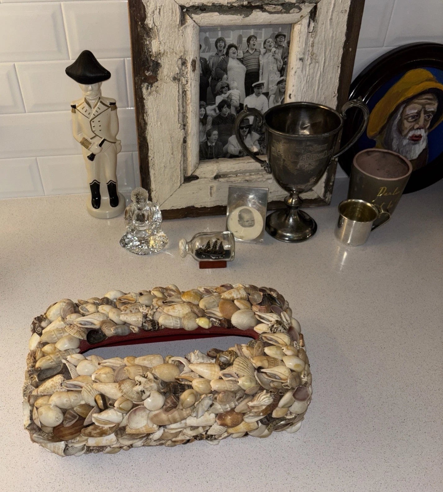 Vintage Seashell Tissue Box Cover Palm Beach Regency | eBay