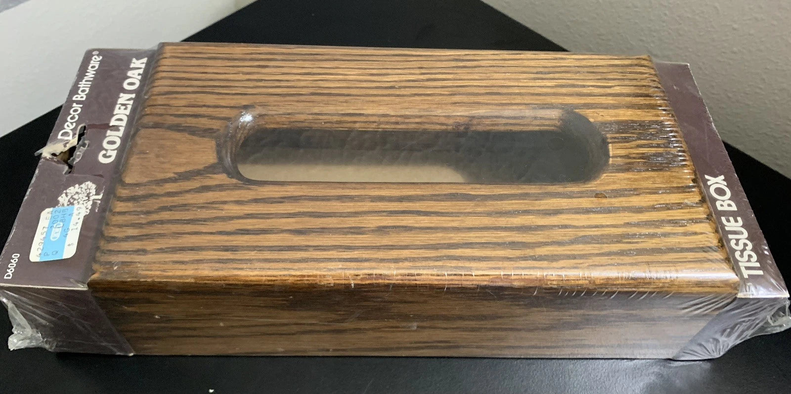 Vintage SOLID OAK WOOD Tissue Kleenex Box HOLDER New Sealed In Pkg FARMHOUSE Hm | eBay