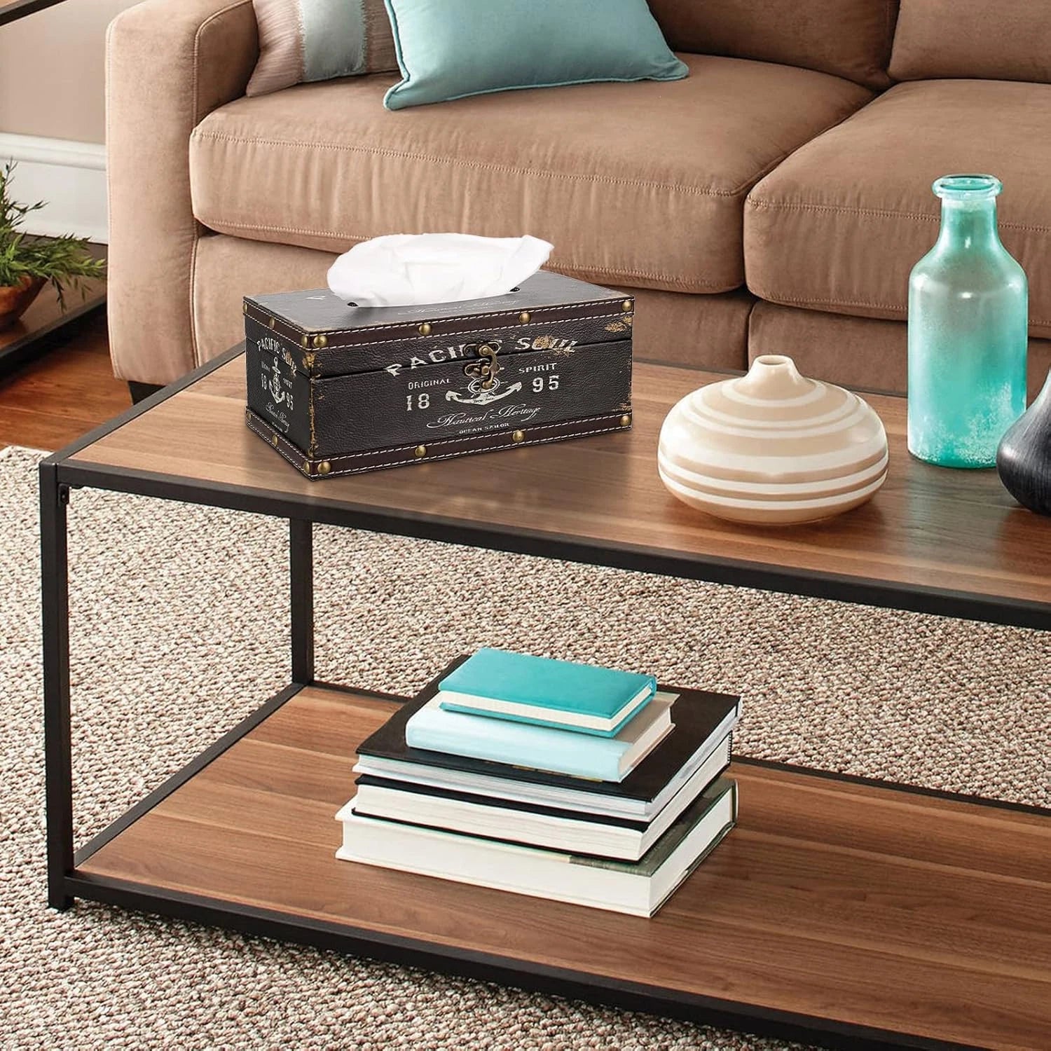 Sumnacon Tissue Box Cover Rectangle Tissue Box with Lid,Wooden Tissue Box Holder | eBay