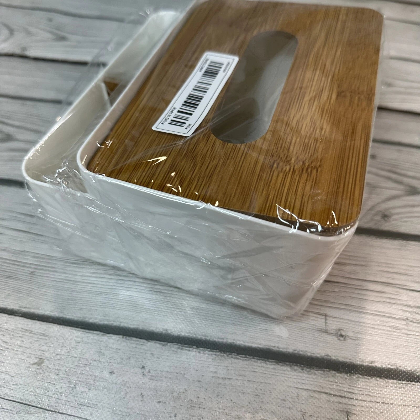 Tissue Box Bamboo Cover Small Facial Tissue Dispenser Holder Rectangle White | eBay