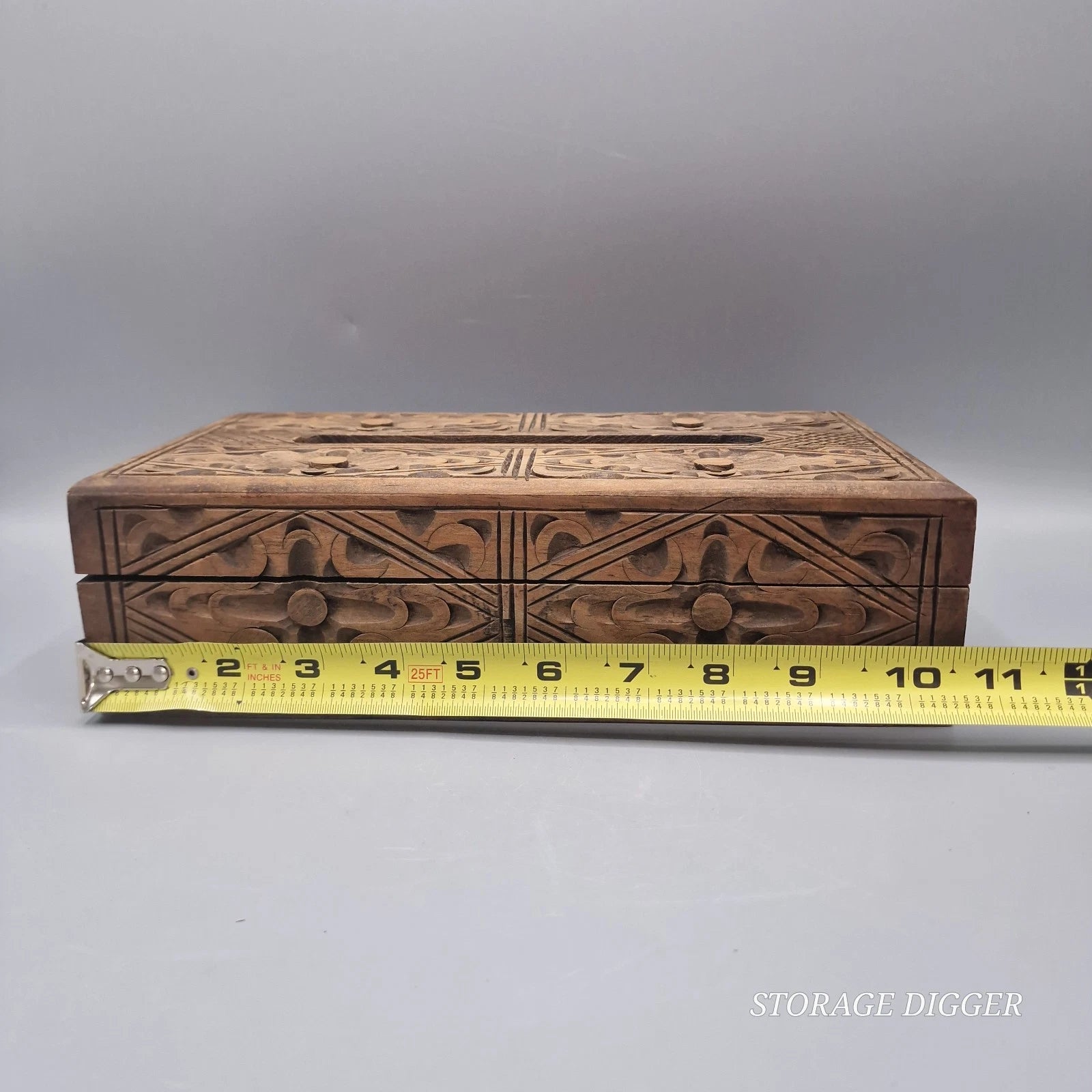 Vintage Hand Carved Decorative Rectangular Wooden Tissue Box Holder with Lid | eBay