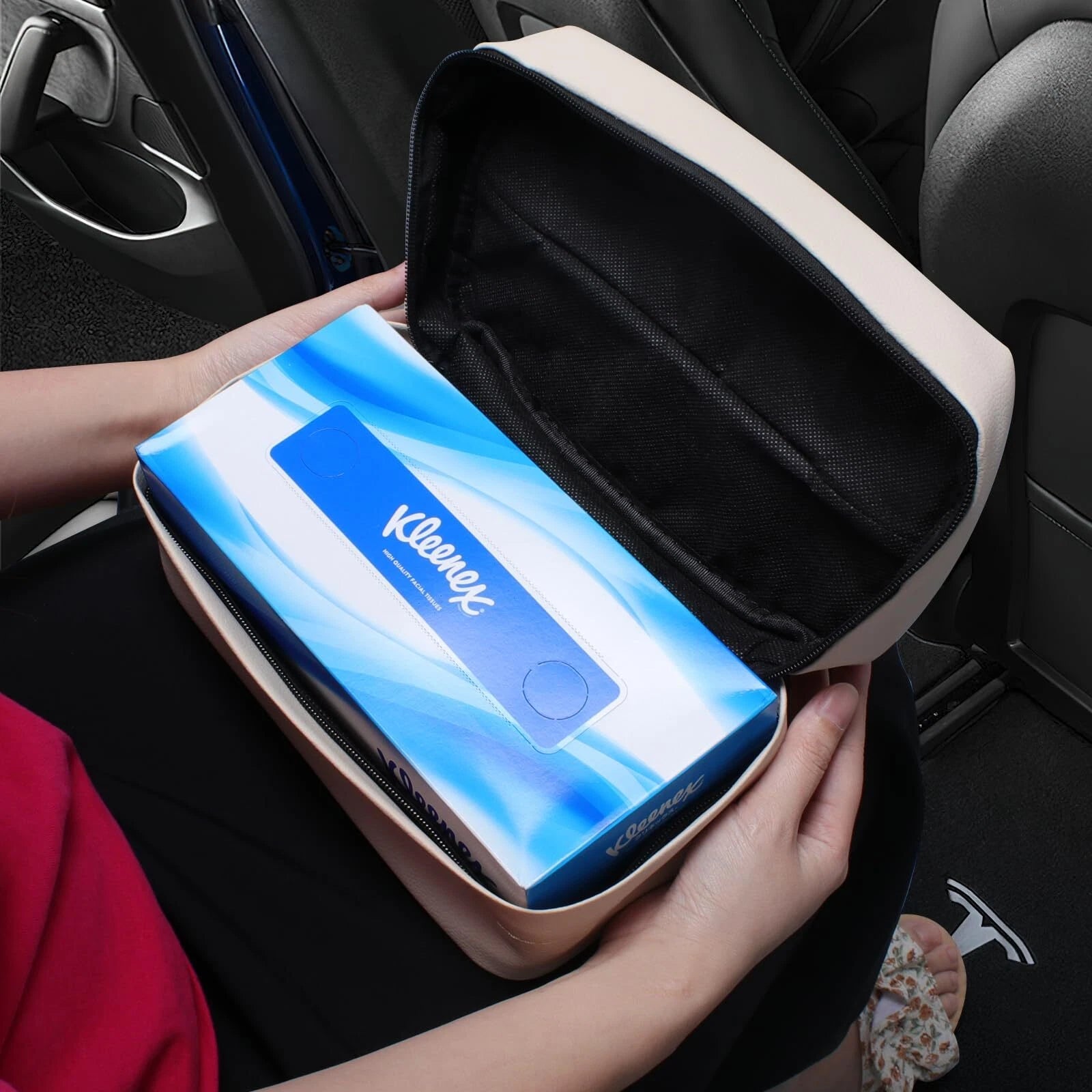 Elegant Beige PU Leather Car Tissue Box Holder 9.5" x 3.9" x 5.5" 120 Sheets | eBay