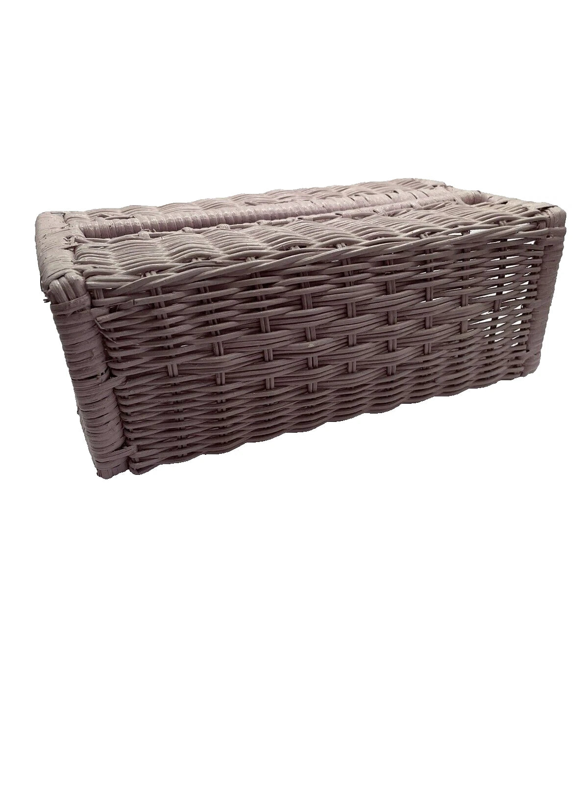 Vintage Woven Wicker Tissue Box Cover Holder Retro Pink Rectangular | eBay
