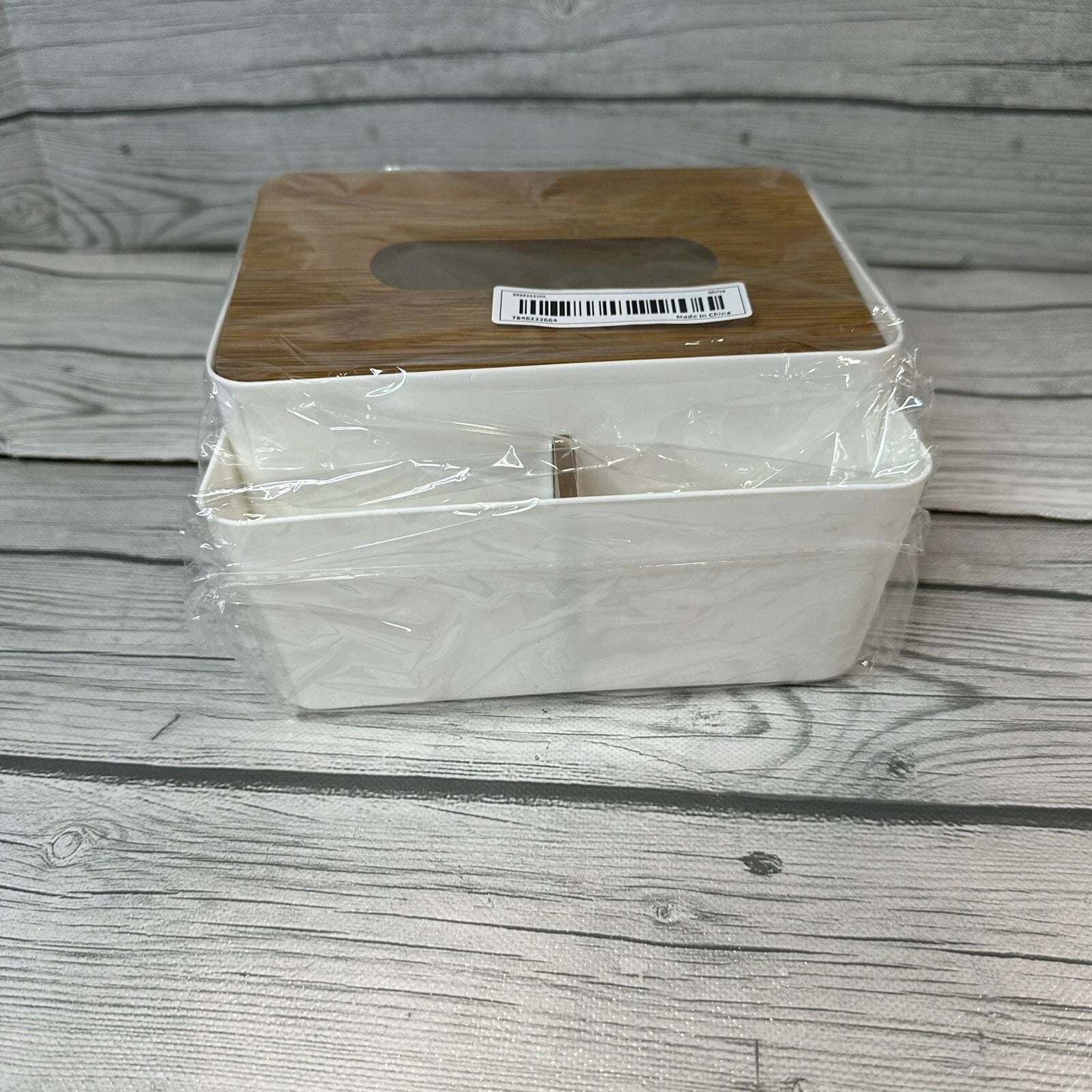 Tissue Box Bamboo Cover Small Facial Tissue Dispenser Holder Rectangle White | eBay