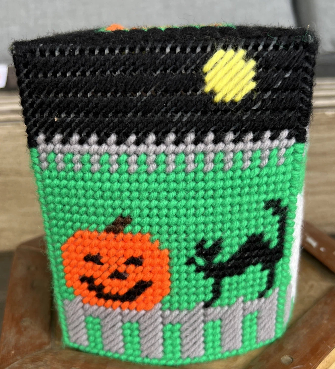 Vintage square handmade Halloween Tissue box holder ghost, cat jack o lantern | eBay