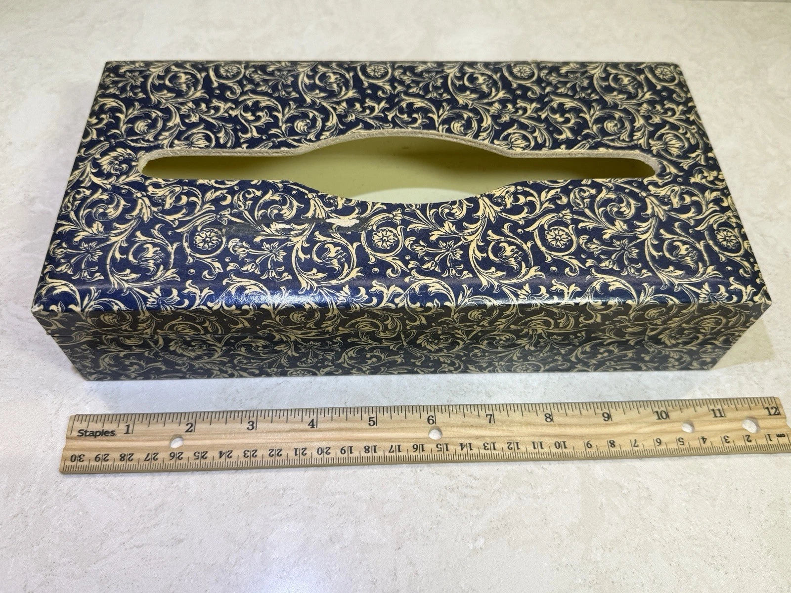 Set of Wooden Tissue Box Holder Cover & Trinket Box Floral Pattern Made in Italy | eBay