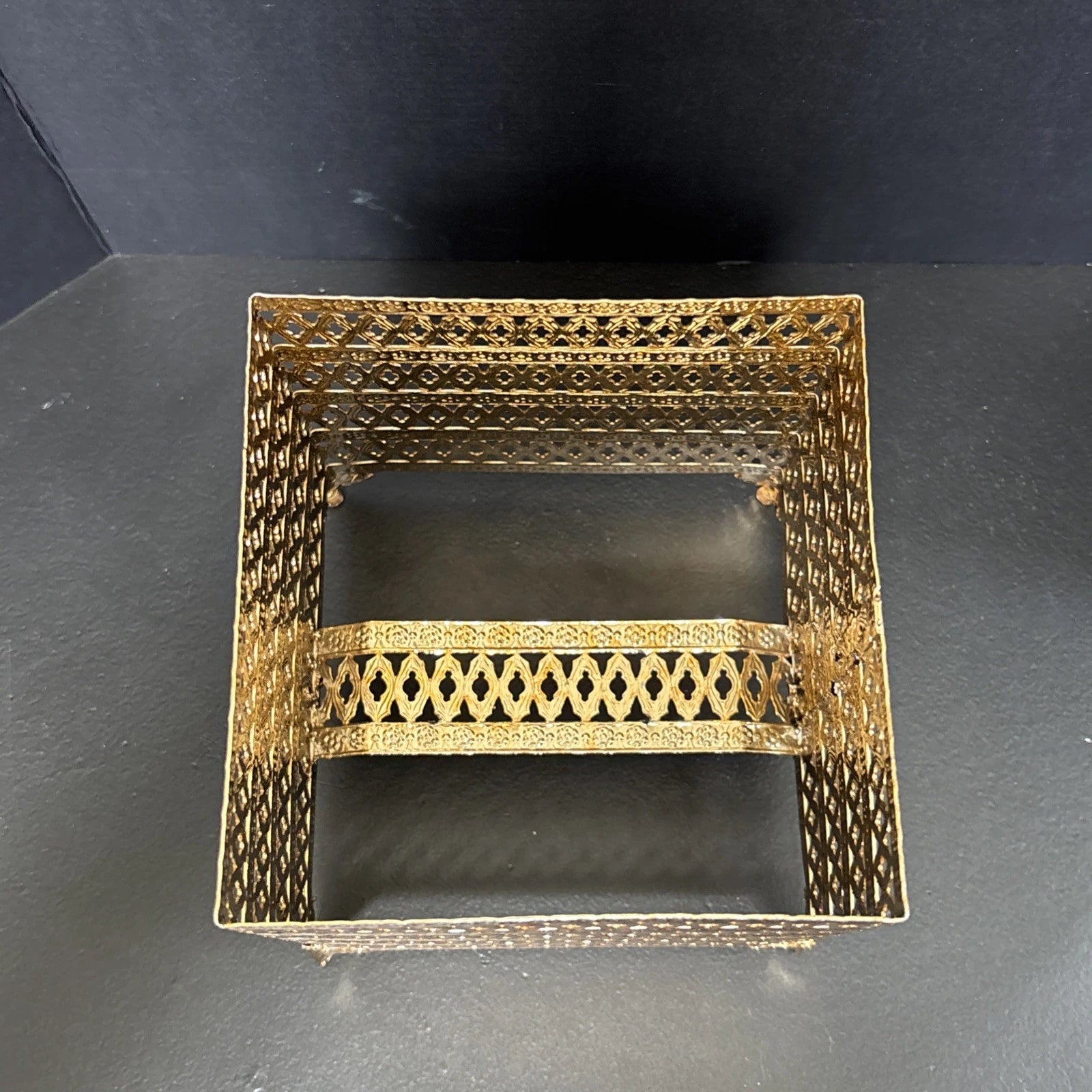 Vintage Gold Brass Filigree Tissue Box Holder Square Hollywood Regency | eBay
