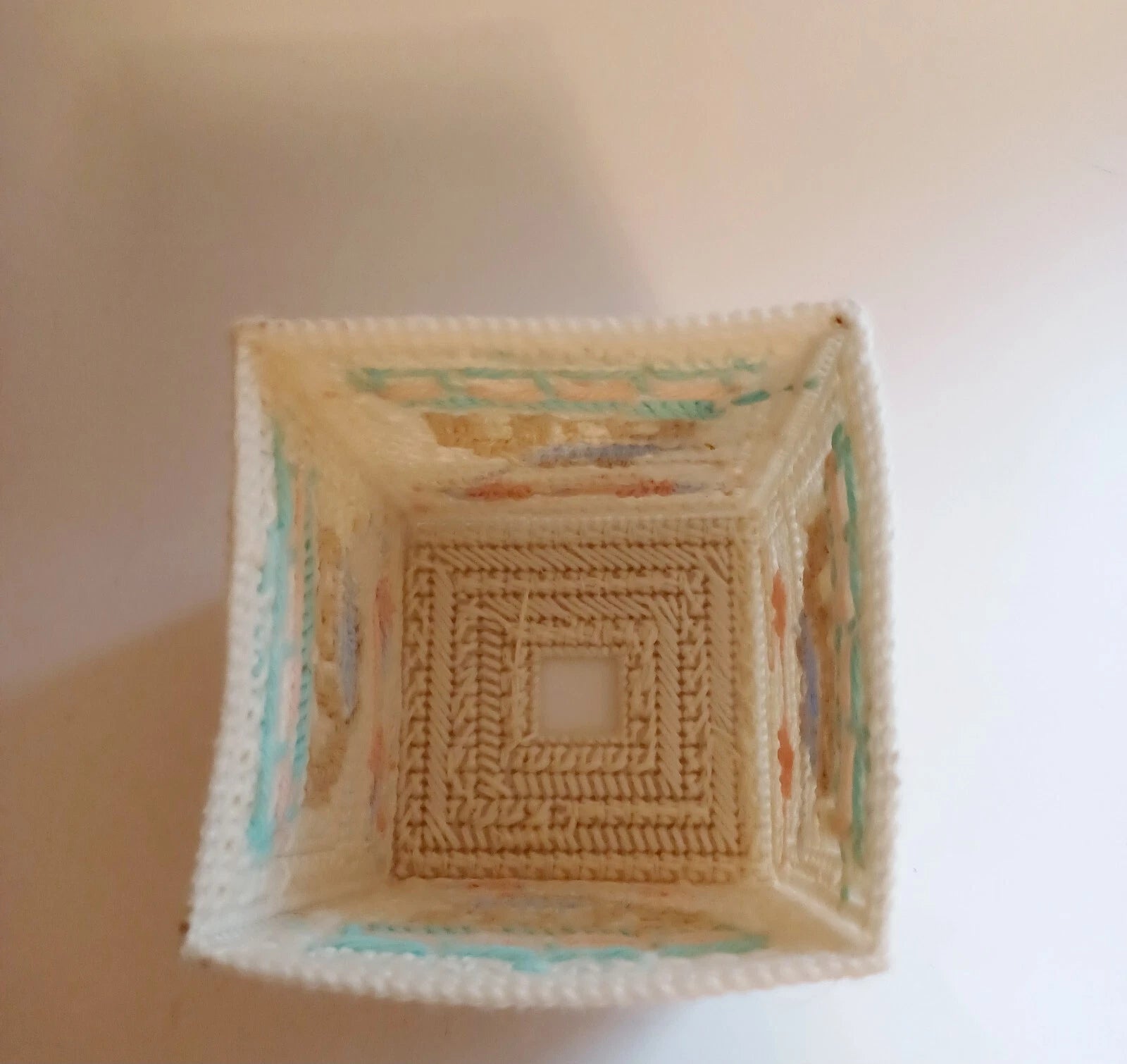 Retro Cottagecore 80s Pastels Canvas Needlework Tissue Box Cover Square House | eBay