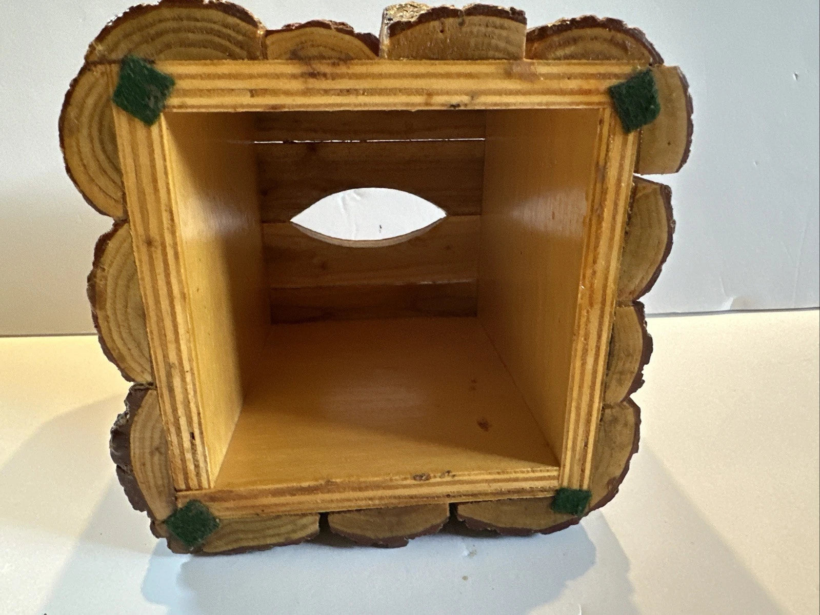 Log Cabin Core Handmade Tissue Box Holder One Of A Kind Heavy | eBay