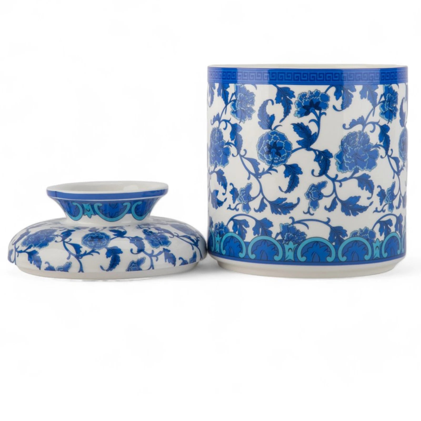 Blue & White Round Tissue Box Cover 7" Porcelain Tissue Holder Blue Floral | eBay