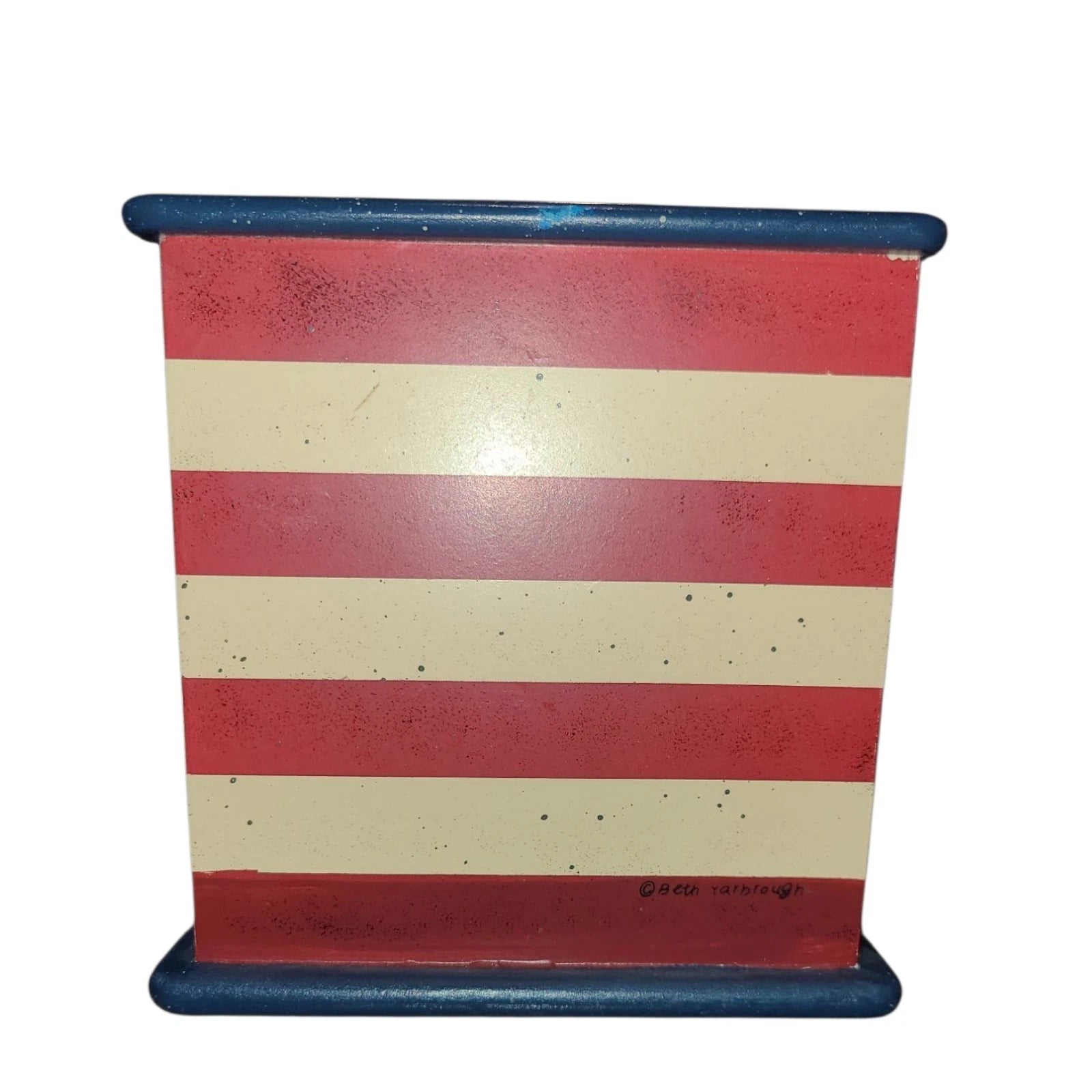 Patriotic Wood Tissue Box Cover American Flag Red White Blue Art Beth Yarbrough | eBay
