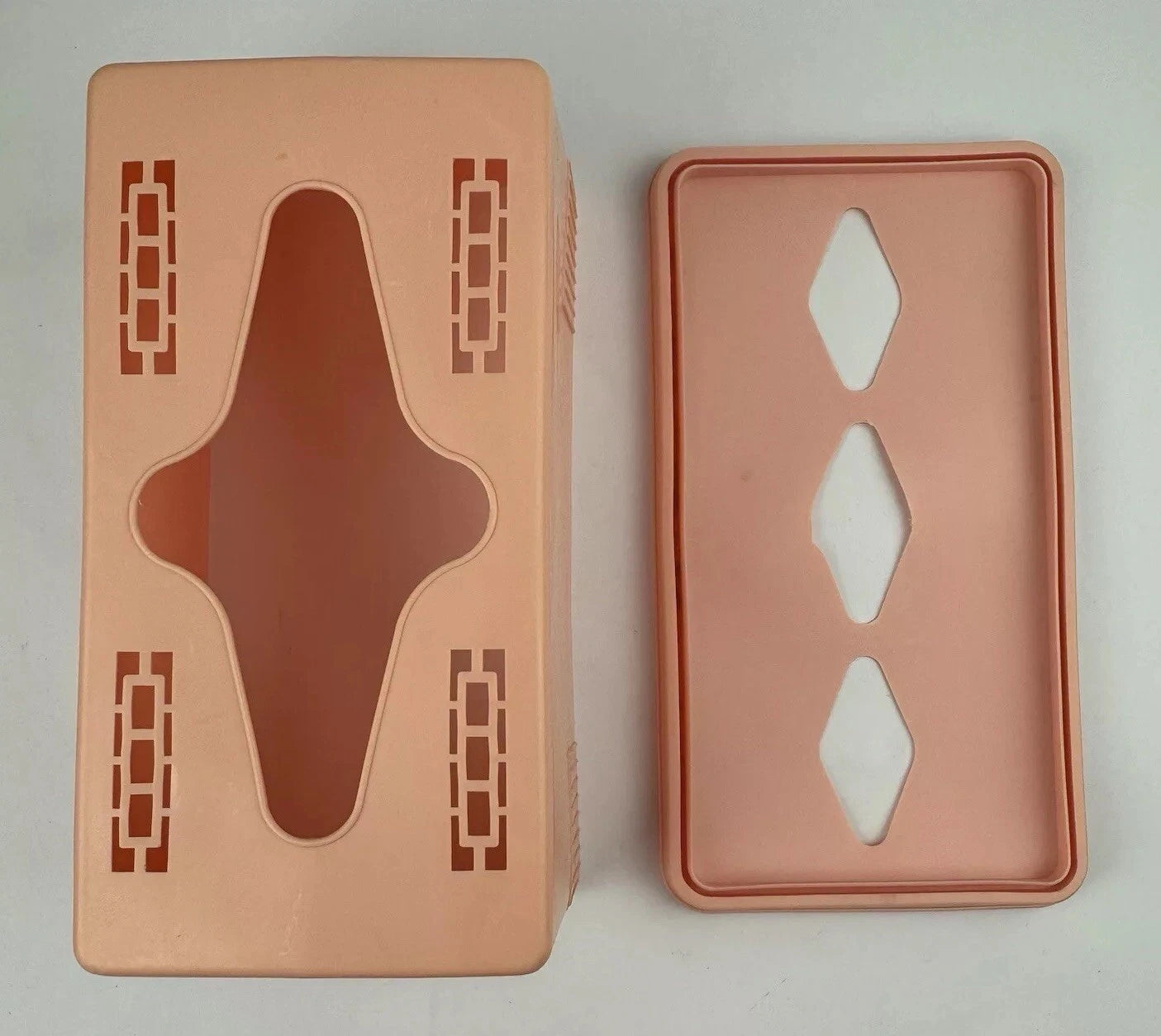 Pink Plastic Tissue Box Retro 2 Piece Cutouts Vintage | eBay