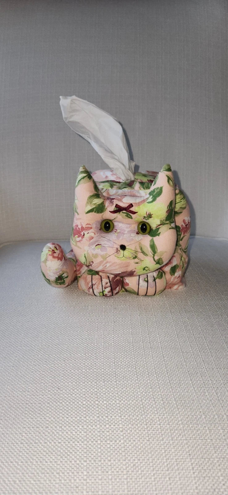 Vintage Cat Square Tissue Box Cover Handmade. Pink, Green Floral Rose | eBay