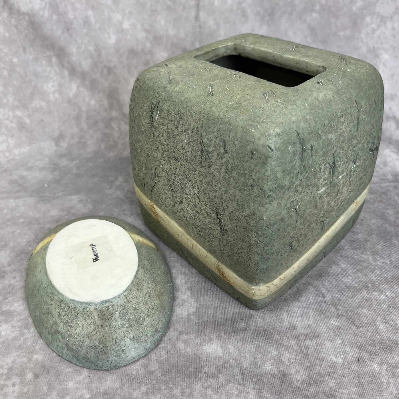 Wamsutta Bauhaus Slate Tissue Box Holder & Soap Dish Set Vintage | eBay