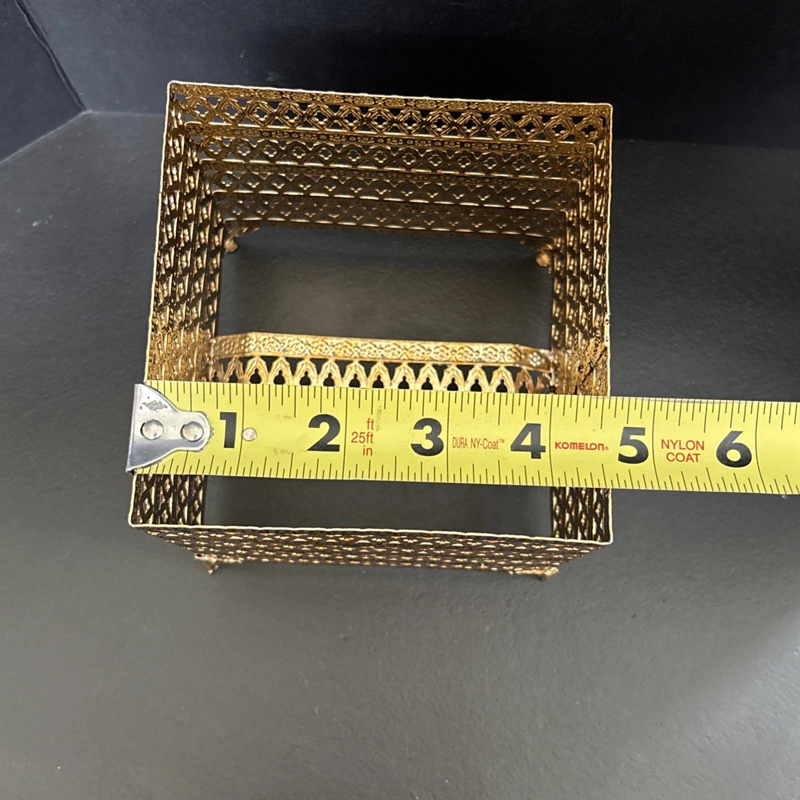 Vintage Gold Brass Filigree Tissue Box Holder Square Hollywood Regency | eBay