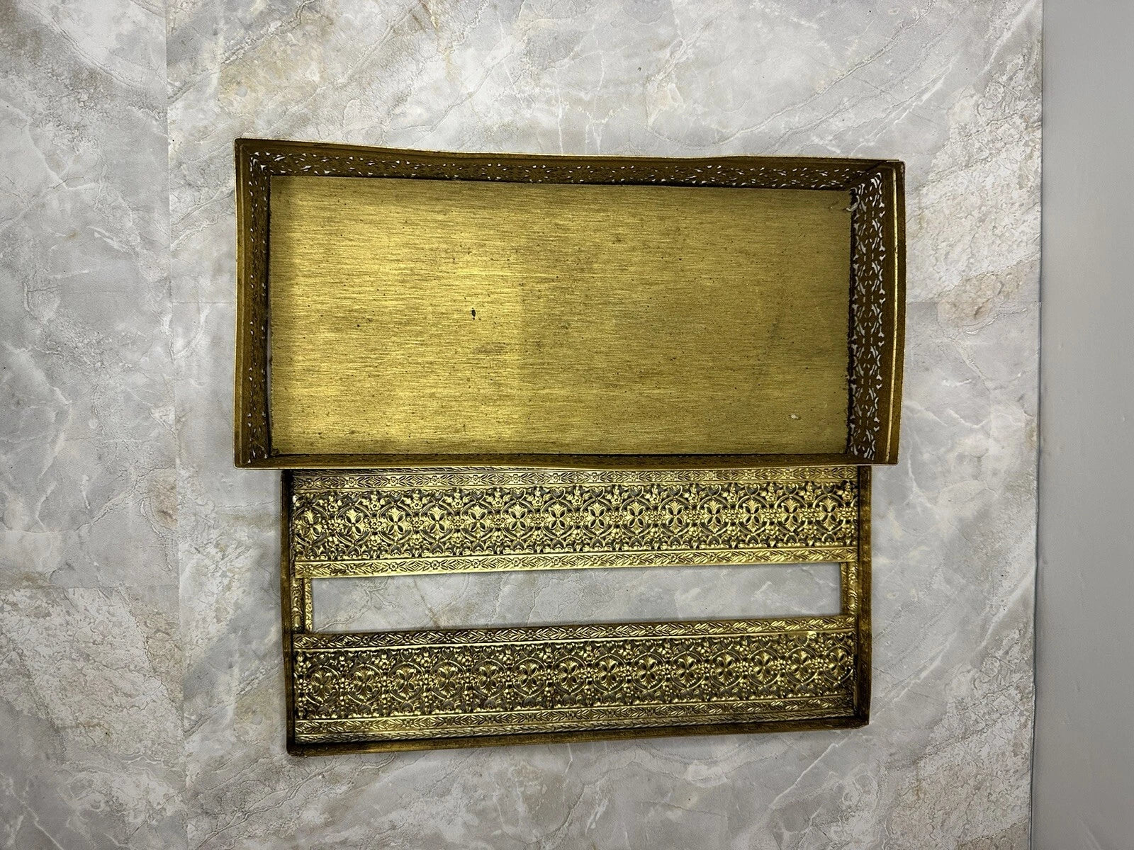 MCM Old Vintage Brass Tone Filigree Metal Vanity Tissue Box Cover Holder | eBay