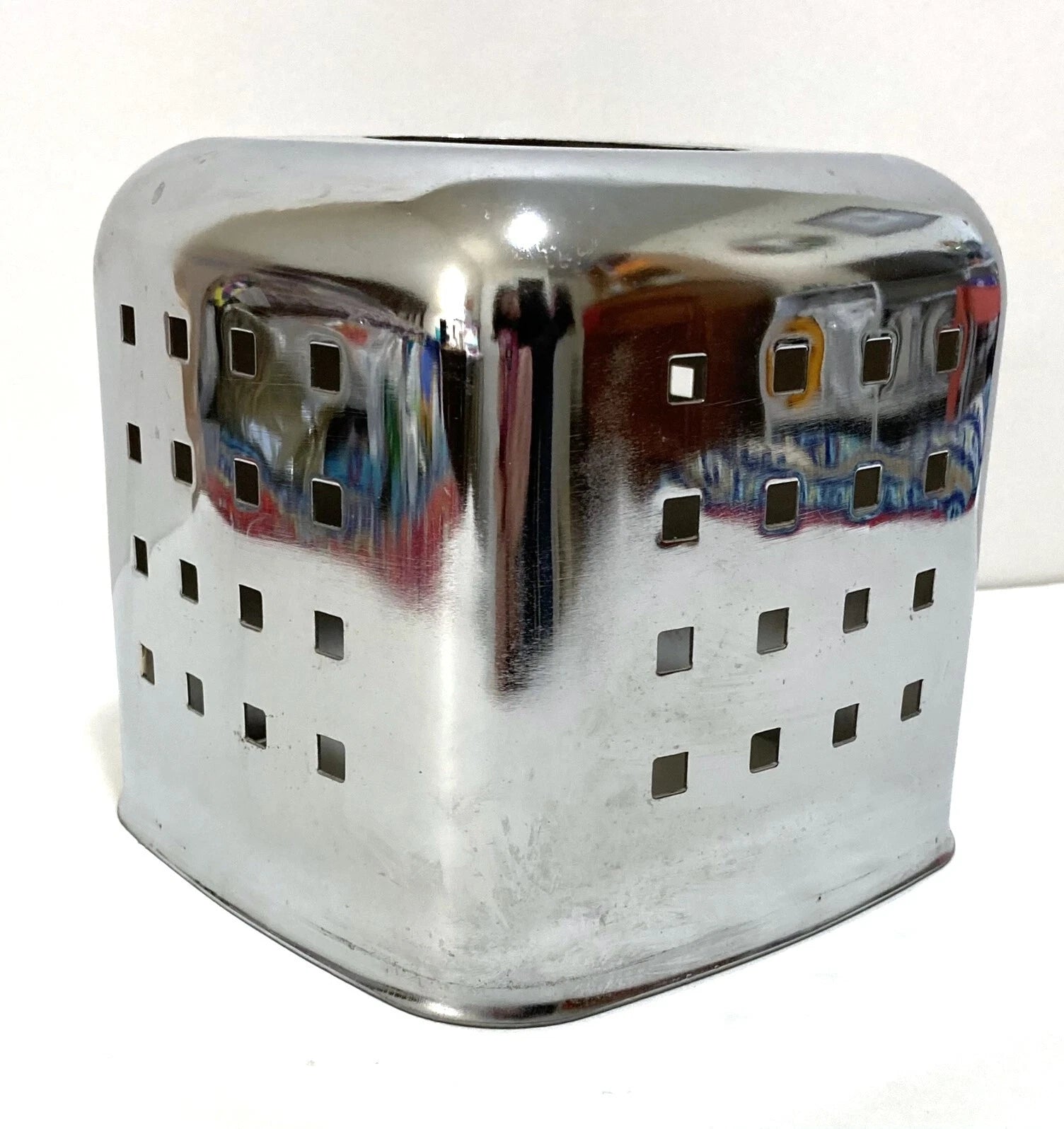 Silver Chrome Metal Highly-Reflective Tissue Box Cover Springs Metro 5.5x6" | eBay
