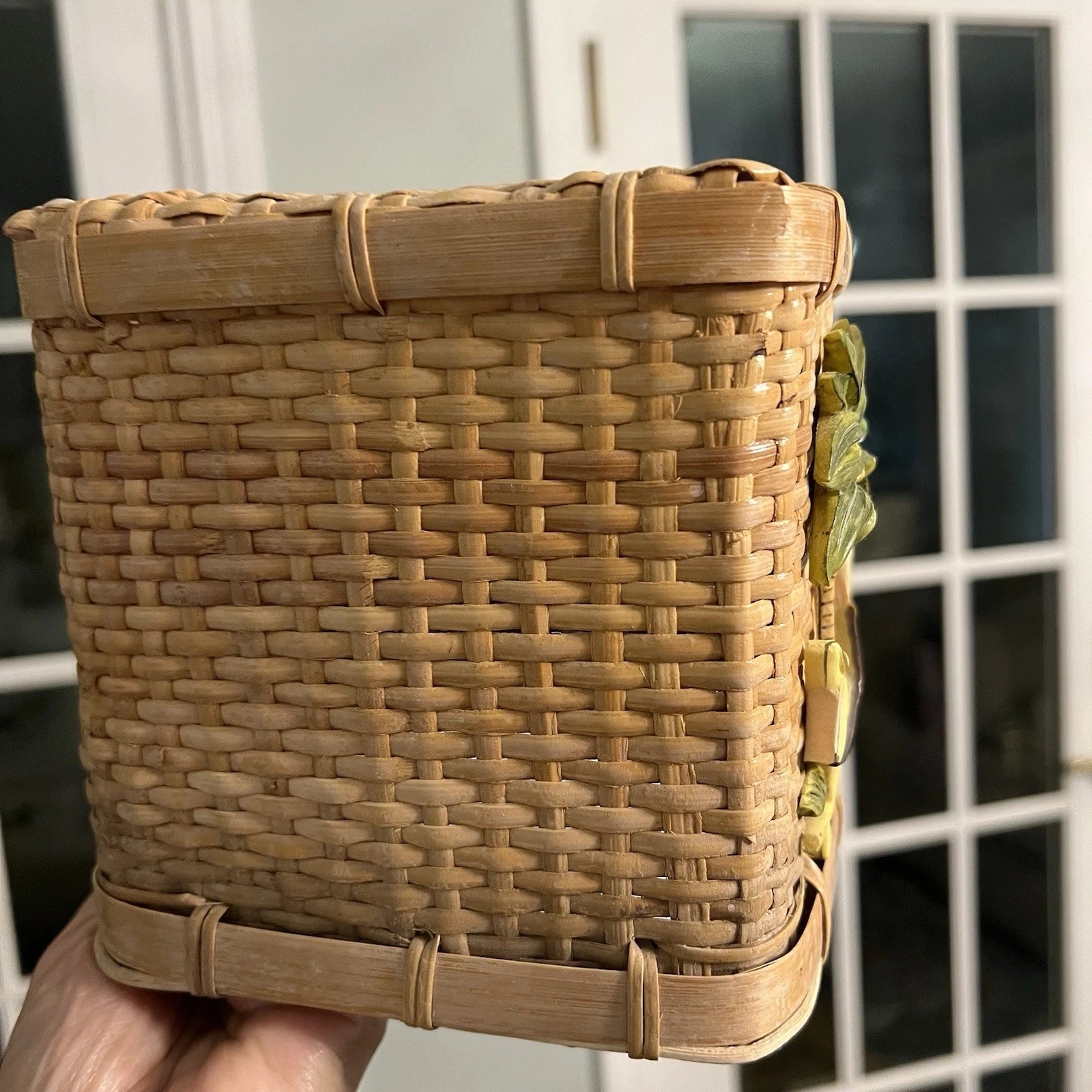 Vintage Wicker Tissue Box Cover Palm Tree Hammock Rattan Beach Boho | eBay