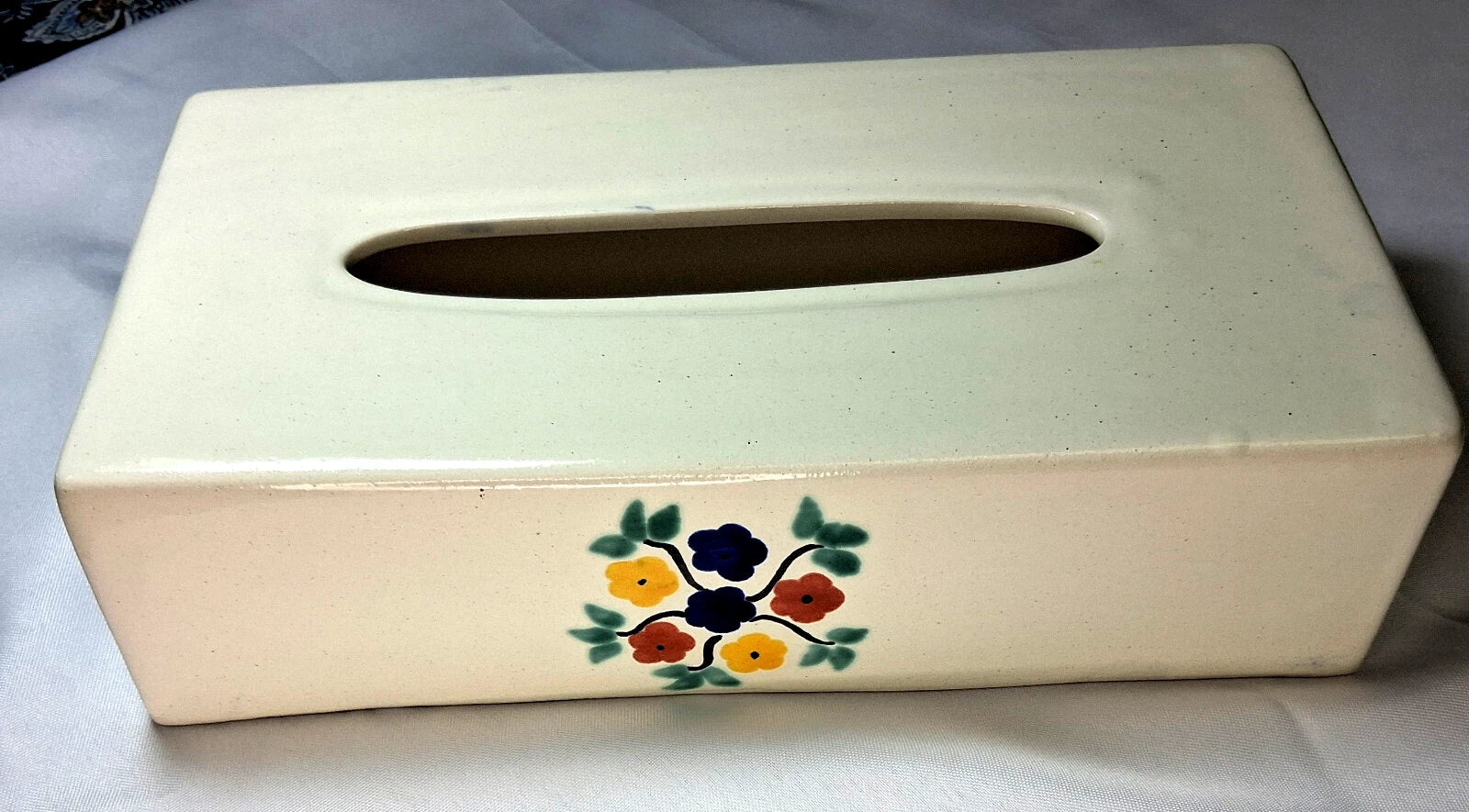 Mexican Folk Art Tissue Box Cover Hand Painted Ceramic White | eBay