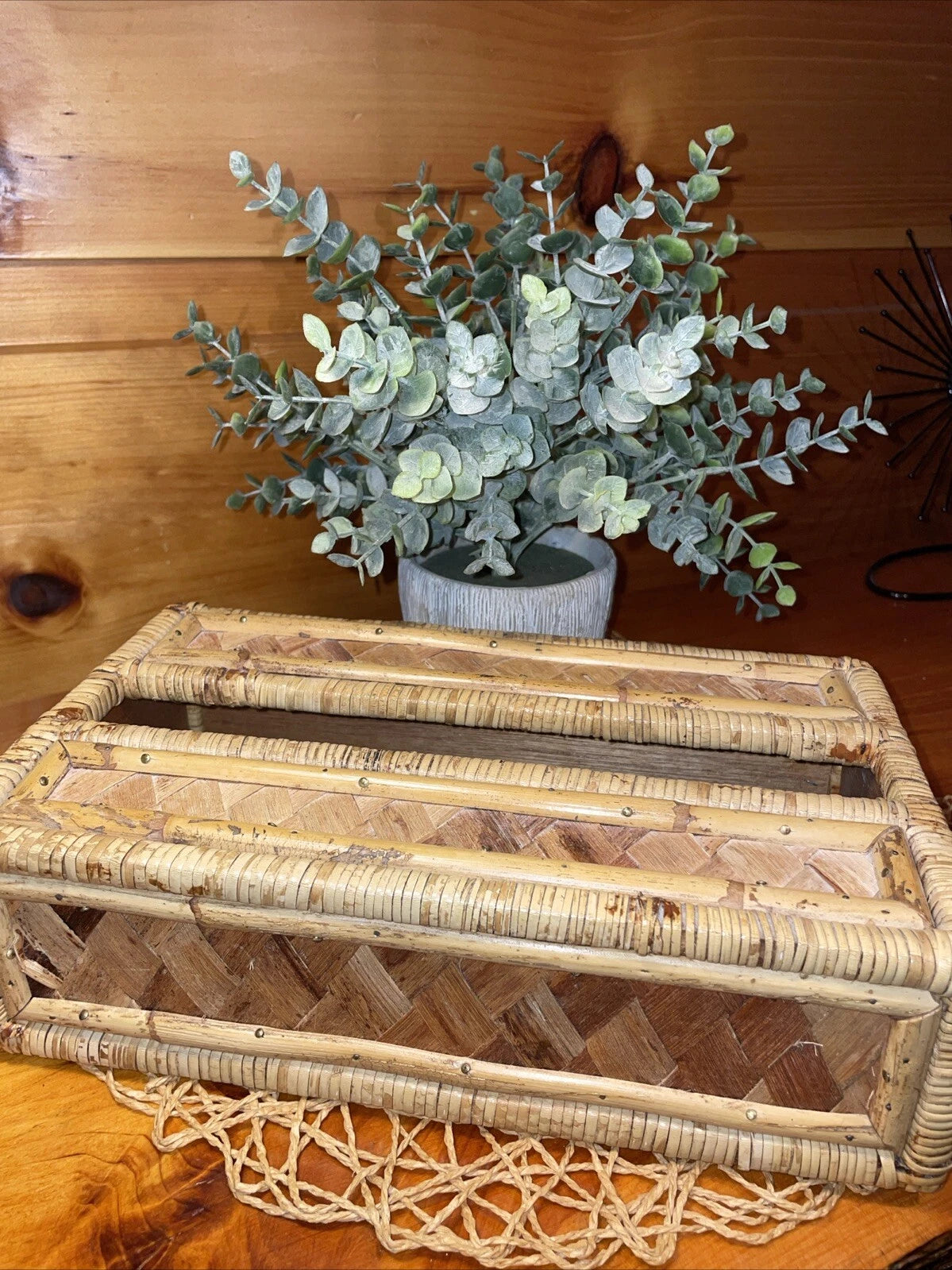 Vintage Tissue Box Cover Holder Bamboo Rattan Wicker Coastal Boho Rectangular | eBay