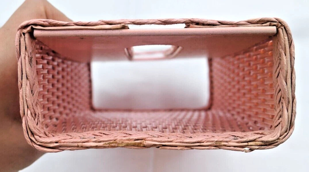 Vintage Pink Faux Wicker Tissue Box Holder Cover Rectangular Vanity Bathroom | eBay
