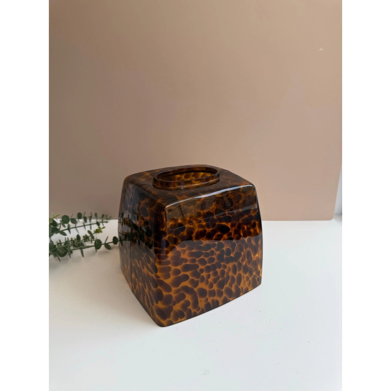 Labrazel Faux Tortoise Shell Glass Tissue Box Holder Cover Luxury Bath Accessory | eBay
