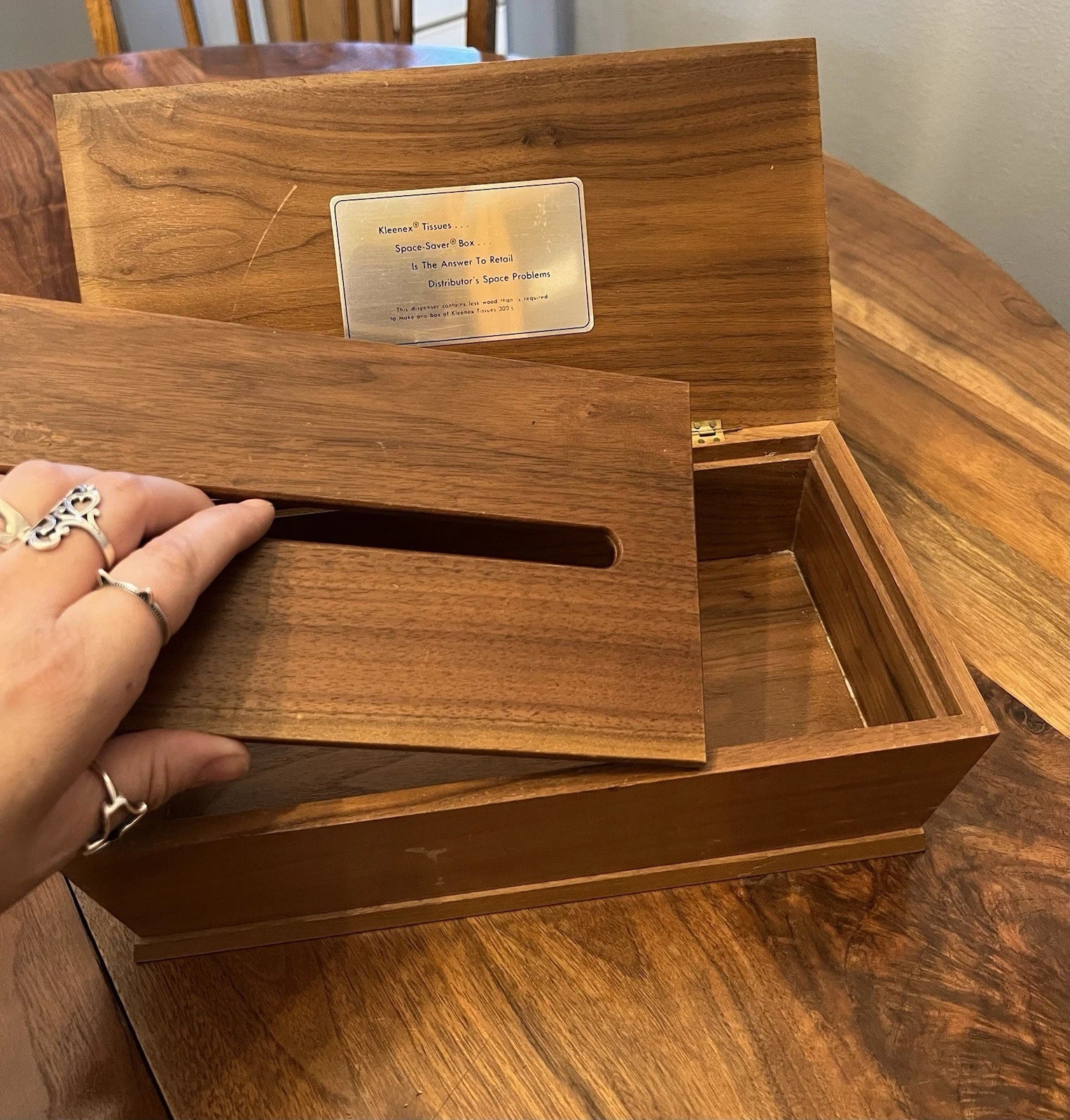 VTG Wooden Space-Saver Kleenex Tissue Box Cover w/ Lid Plaque Answer To Retail | eBay