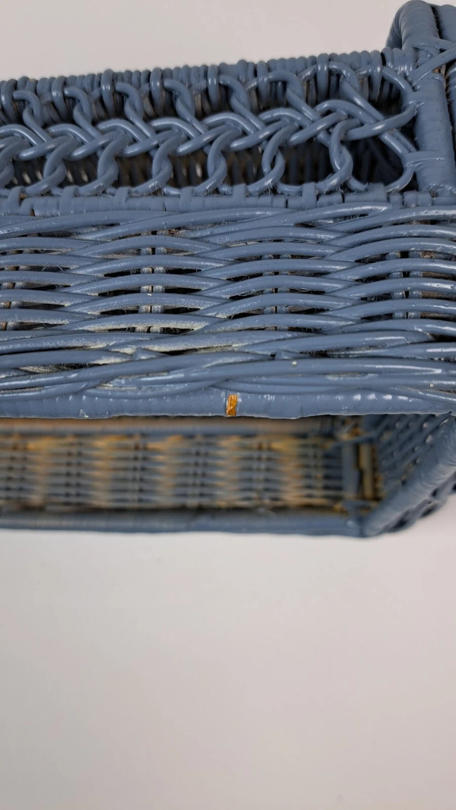 Vintage Painted Woven Wicker Tissue Box Cover, Dusty Blue | eBay