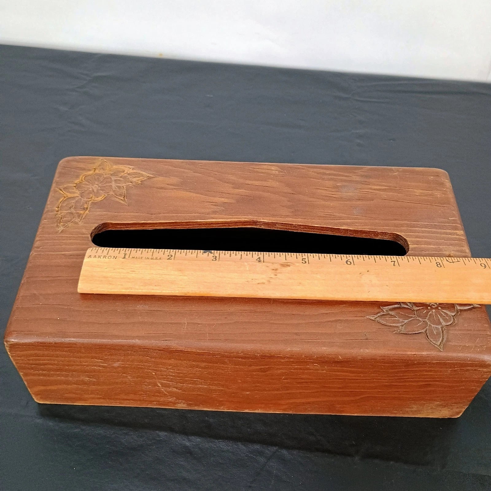 Vintage Hand-Carved Wood Tissue Box Cover Floral 10.5 X 5.5" Rectangular | eBay