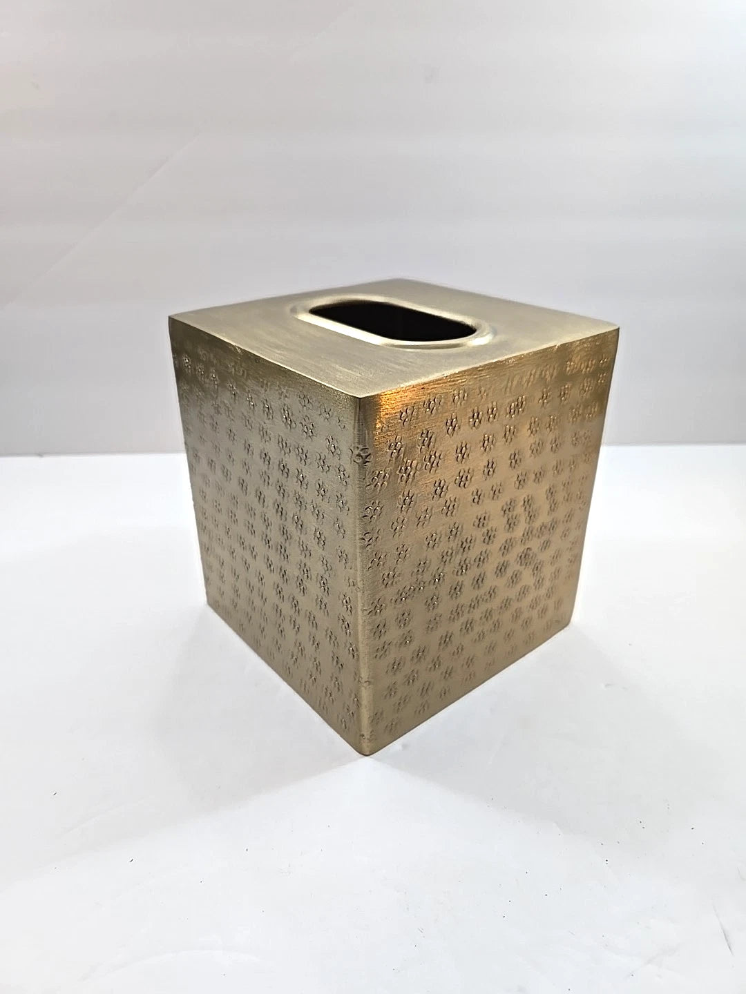 Brass Metal Textured Floral Square Tissue Box Cover 6"x5"x5" | eBay