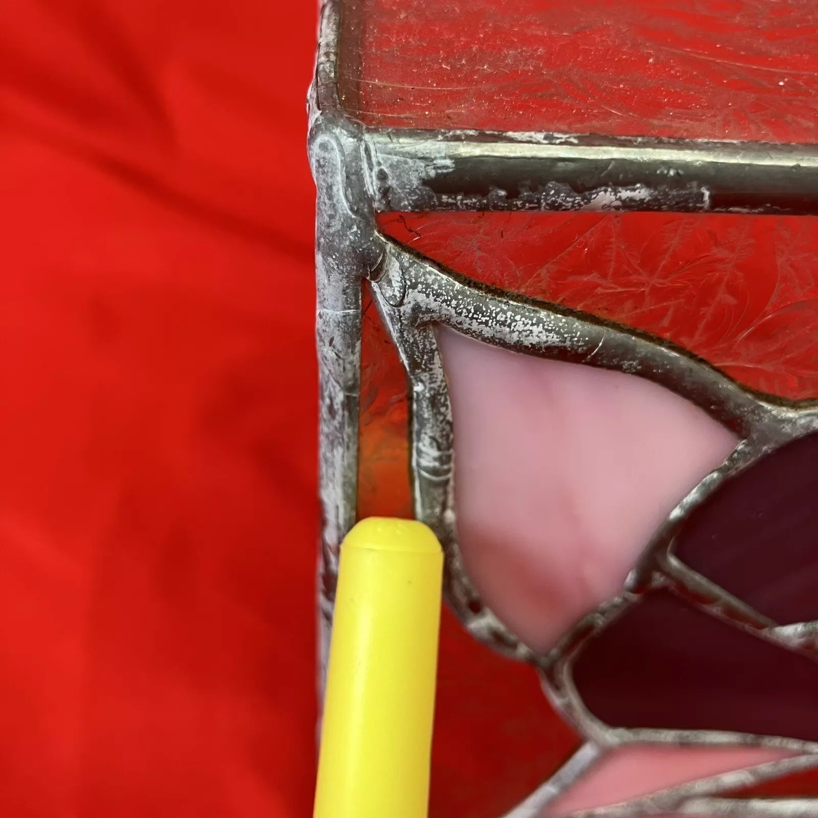 Vintage Leaded Stained Glass Tissue Box Cover / Pink Flower / Handmade 5” | eBay