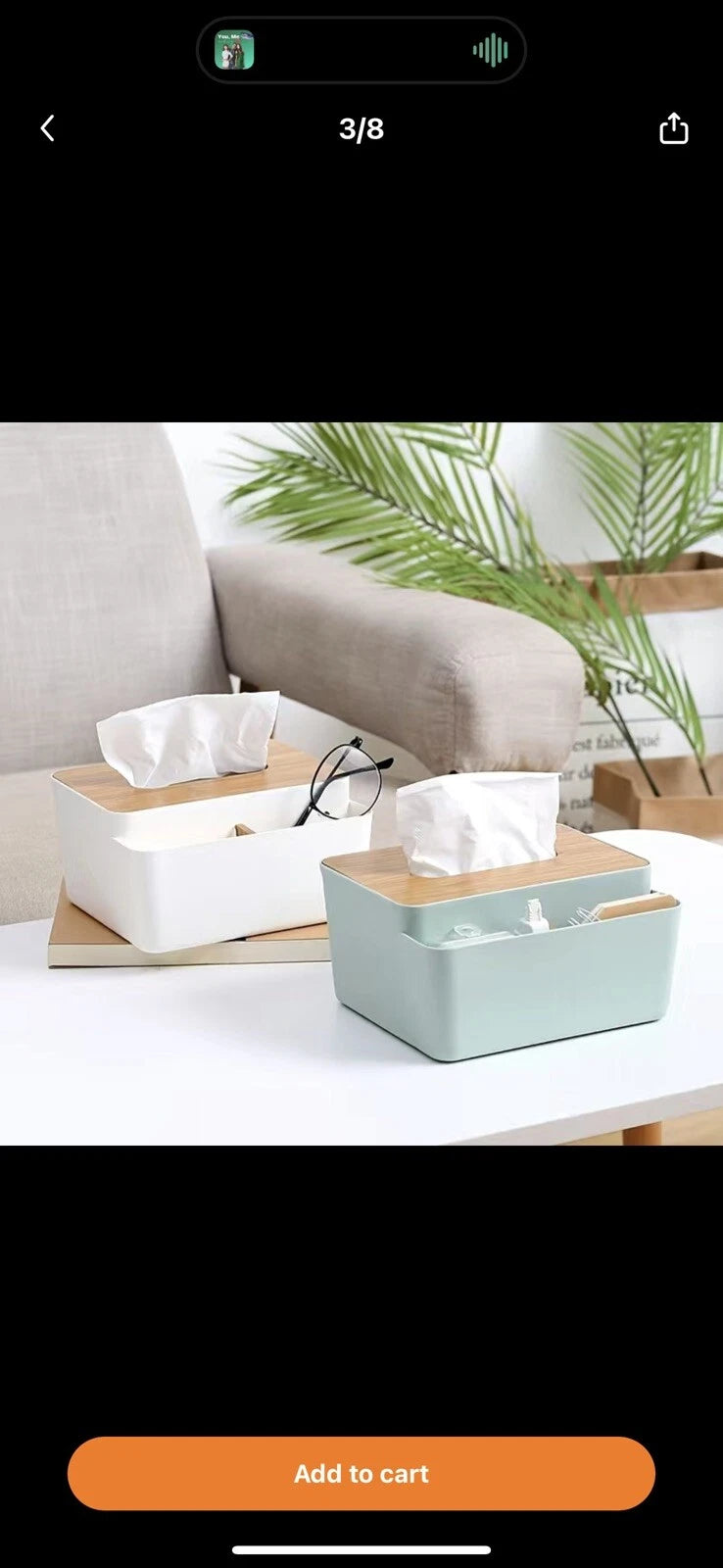Tissue Box Bamboo Cover Small Facial Tissue Dispenser Holder Rectangle White | eBay