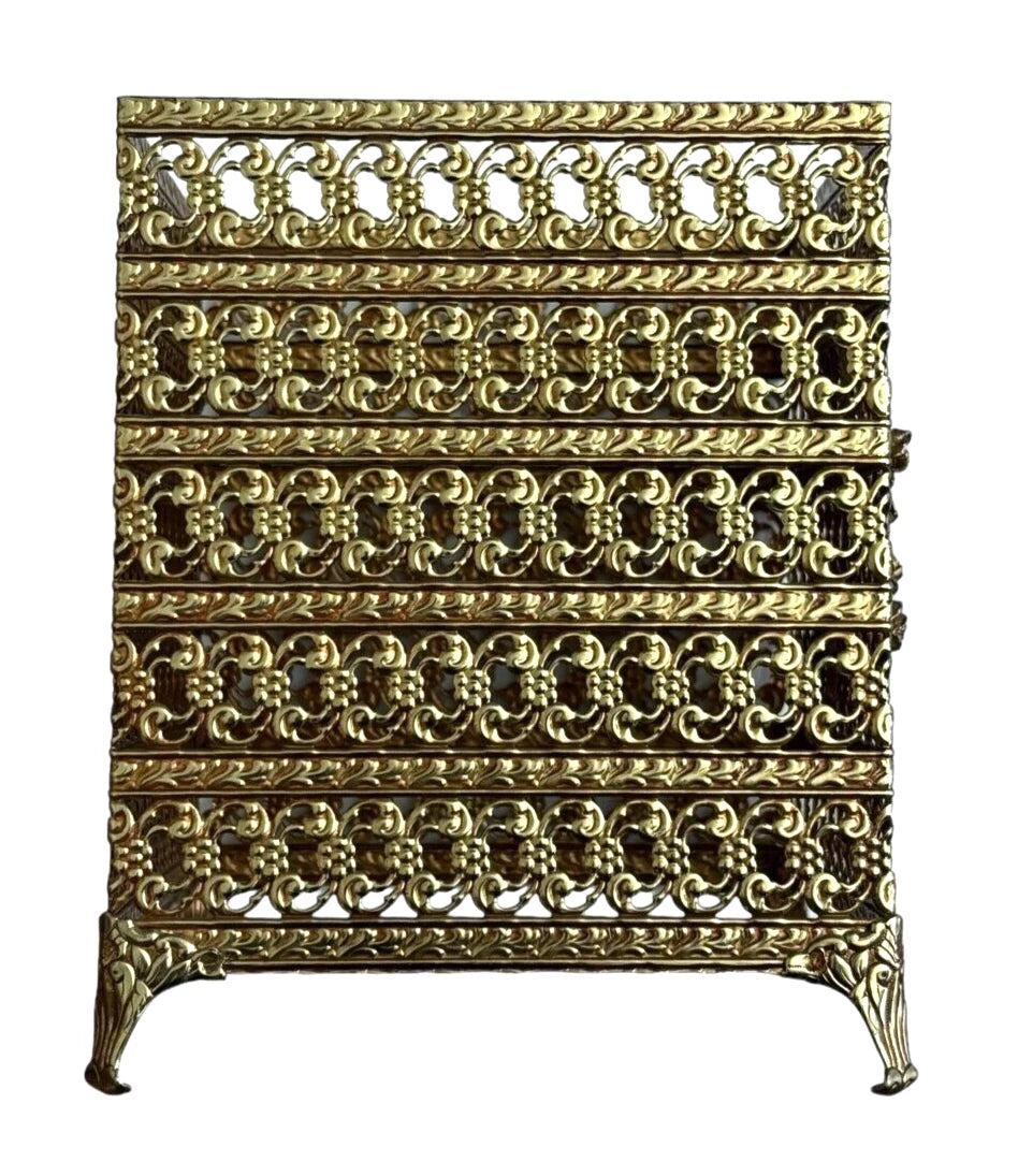 Hollywood Regency Gold Metal Filigree Rose Embellishment Tissue Box Cover Square | eBay