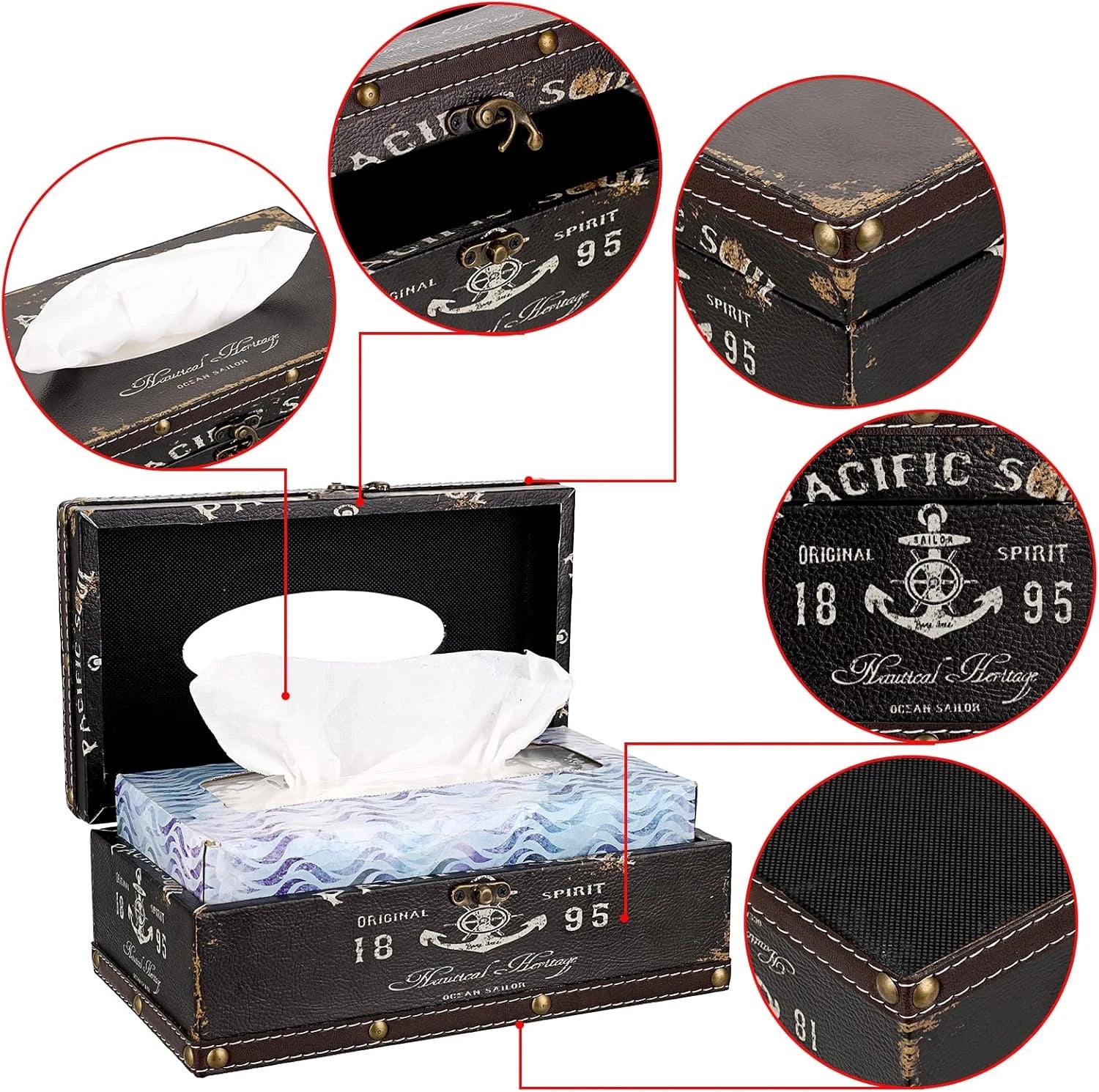 Sumnacon Tissue Box Cover Rectangle Tissue Box with Lid,Wooden Tissue Box Holder | eBay