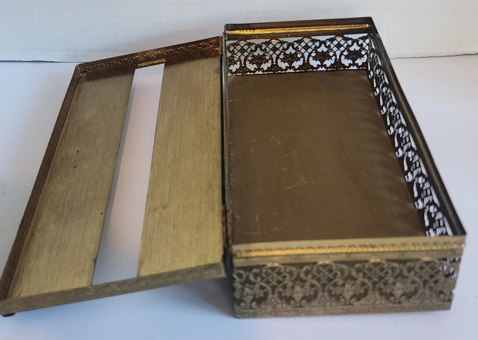 Vintage MCM Gold Tone Tissue Box Holder Ornate Hollywood Regency | eBay